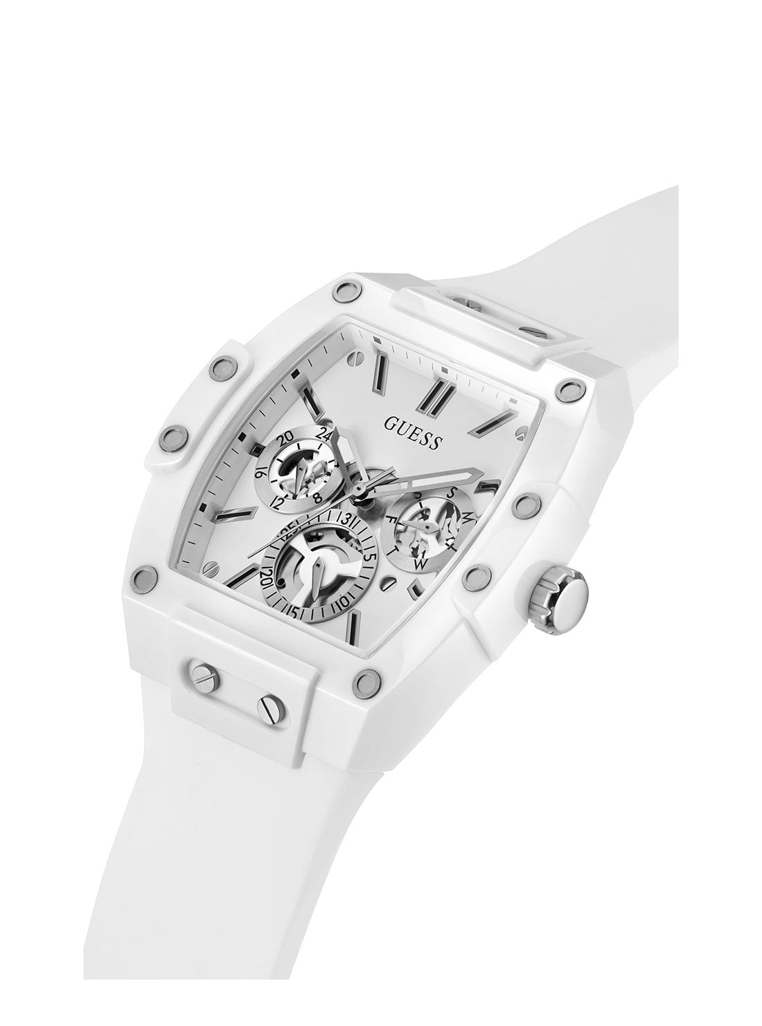 GUESS Mens White Phoenix Silicone Watch GW0203G2 Front Side  View