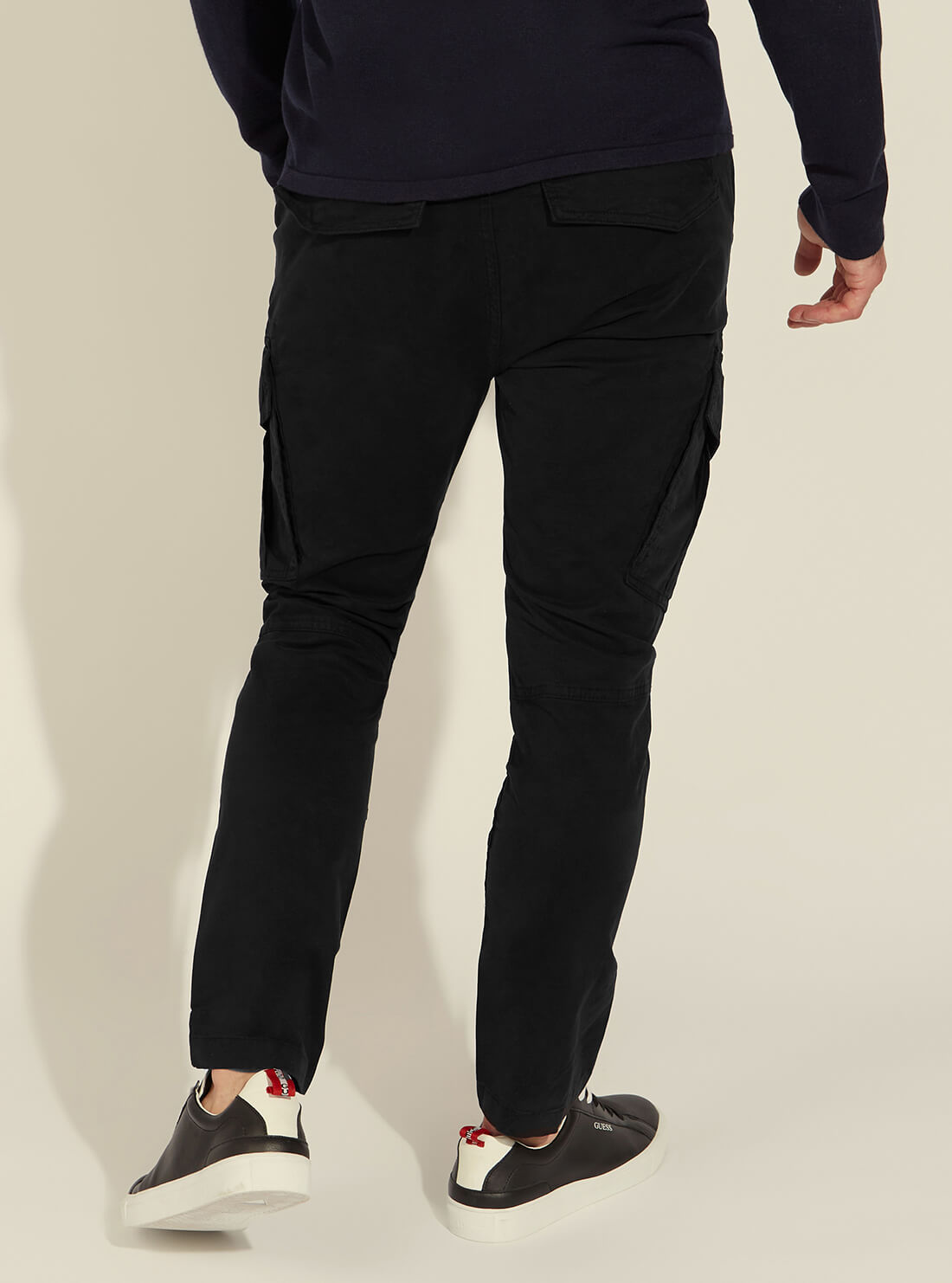 GUESS Mens Black Mid-Rise Lonita Twill Cargo Pants M0GB48RCNZ0 Back View