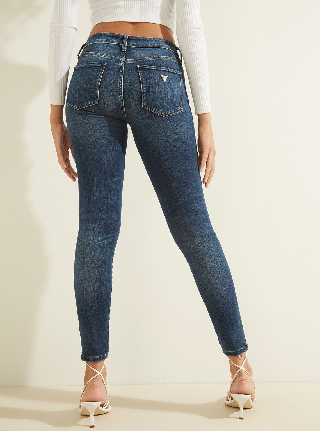 GUESS Womens  Mid-Rise Luxe Sexy Curve Denim Jeans In Medium Wash WB8AJ3R3KI1 Back View