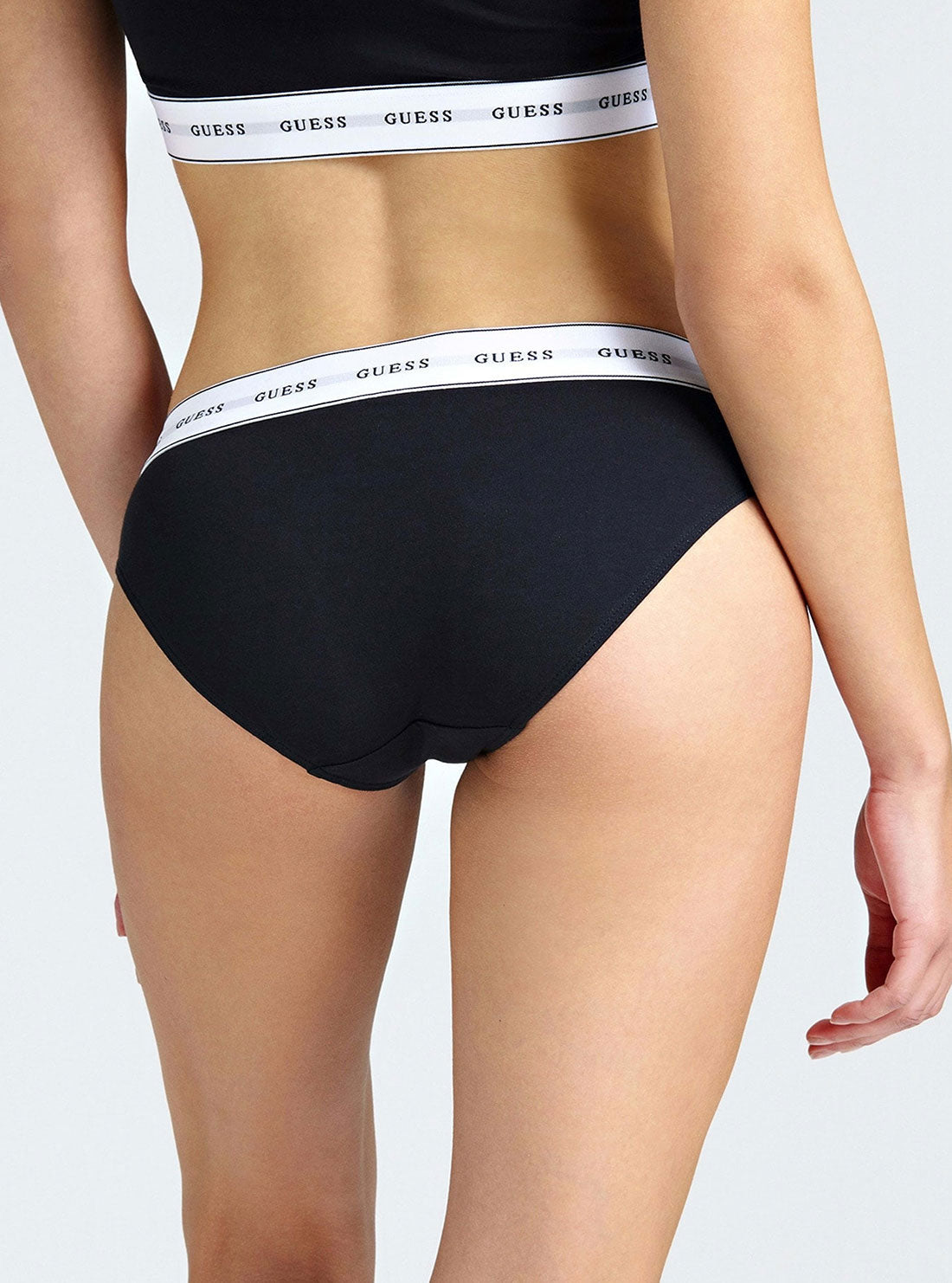 GUESS Womens  Black Mid-Rise Logo Briefs O97E02JR04P Back View