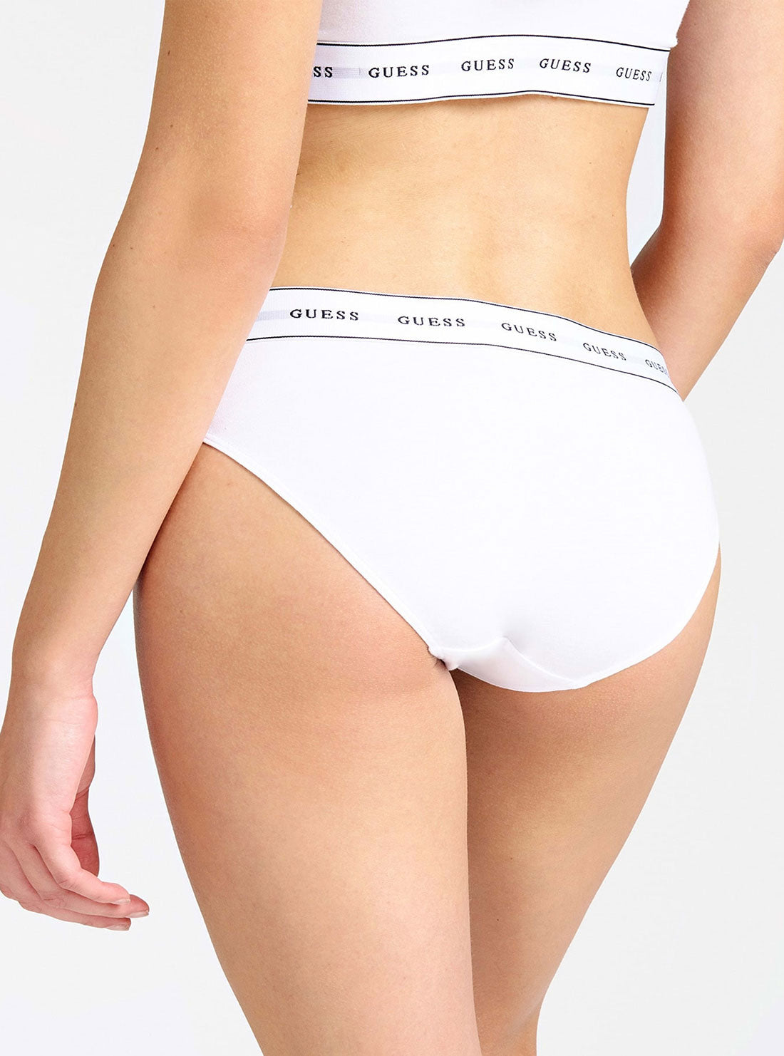 GUESS Womens  White Mid-Rise Logo Briefs  O97E03JR04P Back View