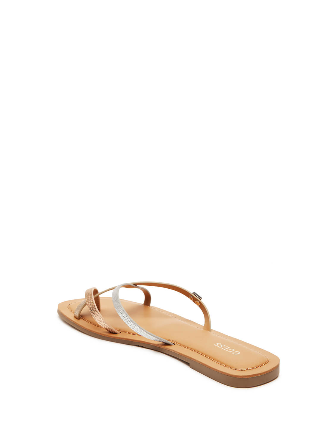 GUESS Women's Silver Multi Strap Corabel Sandals CORABEL Back View