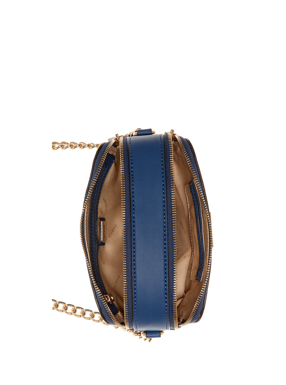 GUESS Womens Navy Woven Hassie Crossbody Camera Bag VG839714 Inside View 