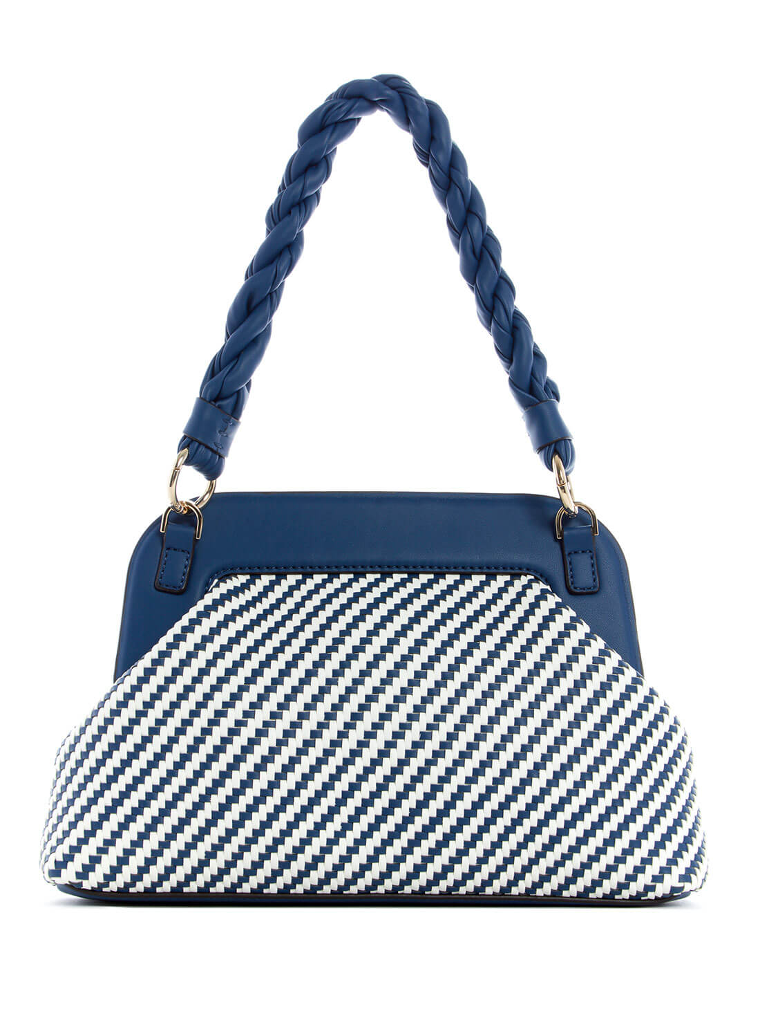 GUESS Womens Navy Woven Hassie Frame Crossbody Bag VG839717 Back View