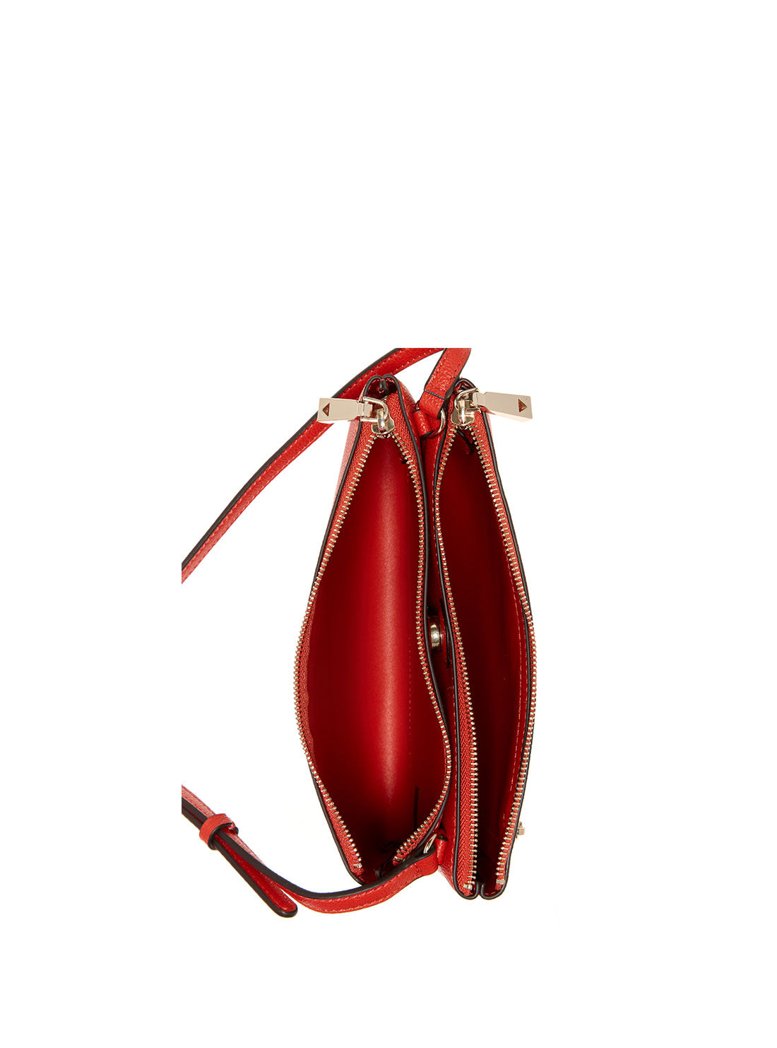 GUESS Womens Rust Red Naya Double Zip Crossbody Bag VG788170  Inside View