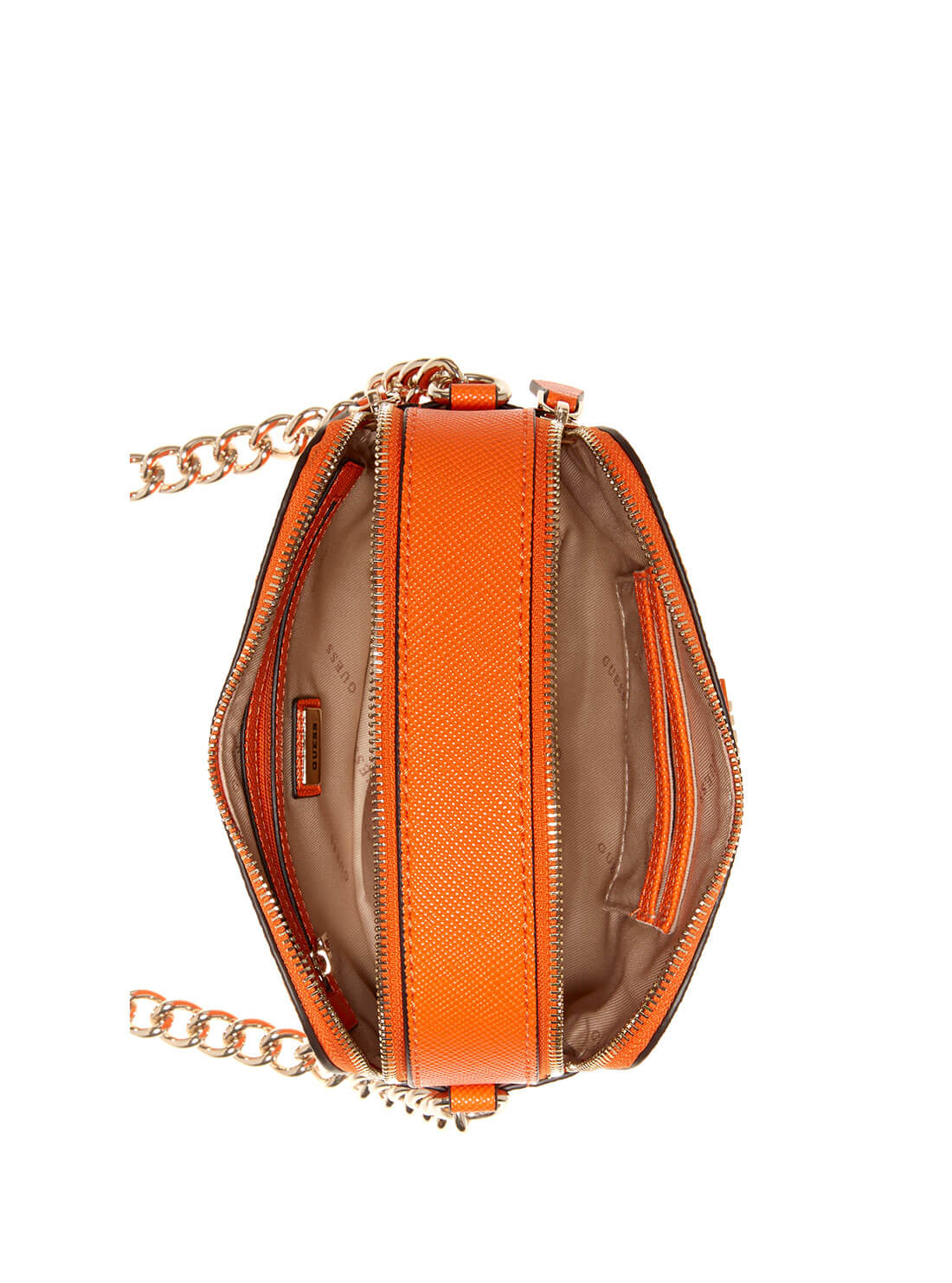 GUESS Womens  Orange Noelle Crossbody Camera Bag ZG787914 Inside View