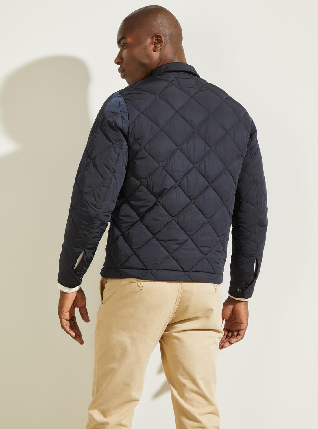 GUESS Mens Deep Blue Nylon Coach Jacket M1BL03RE2K0 Back View
