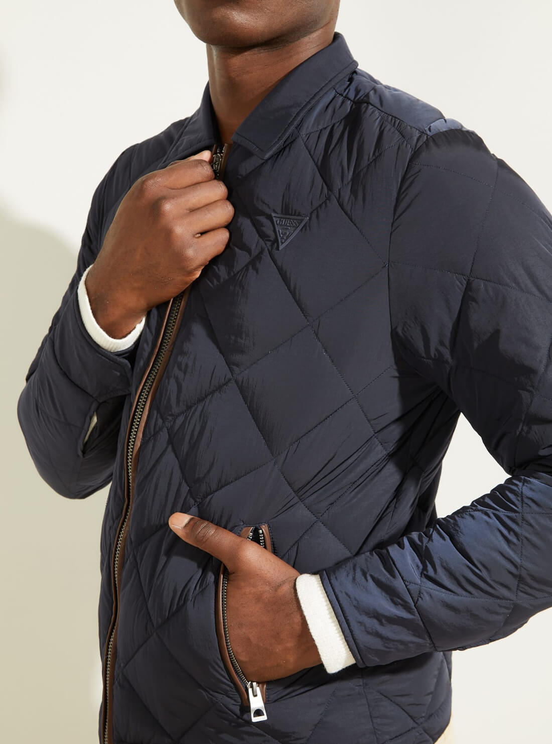 GUESS Mens Deep Blue Nylon Coach Jacket M1BL03RE2K0 Detail View