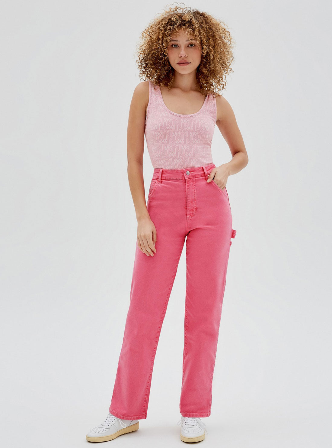 GUESS Womens Guess Originals Pink Rodeo Carpenter Pants W2GG10D4JQ2 Full View