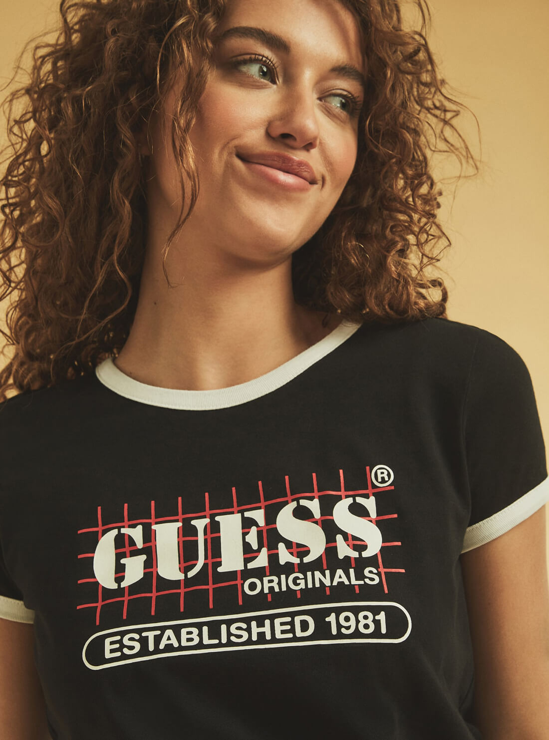 GUESS Womens GUESS Originals Black Multi Ringer T-Shirt W1GI27R8FY4 Detail View