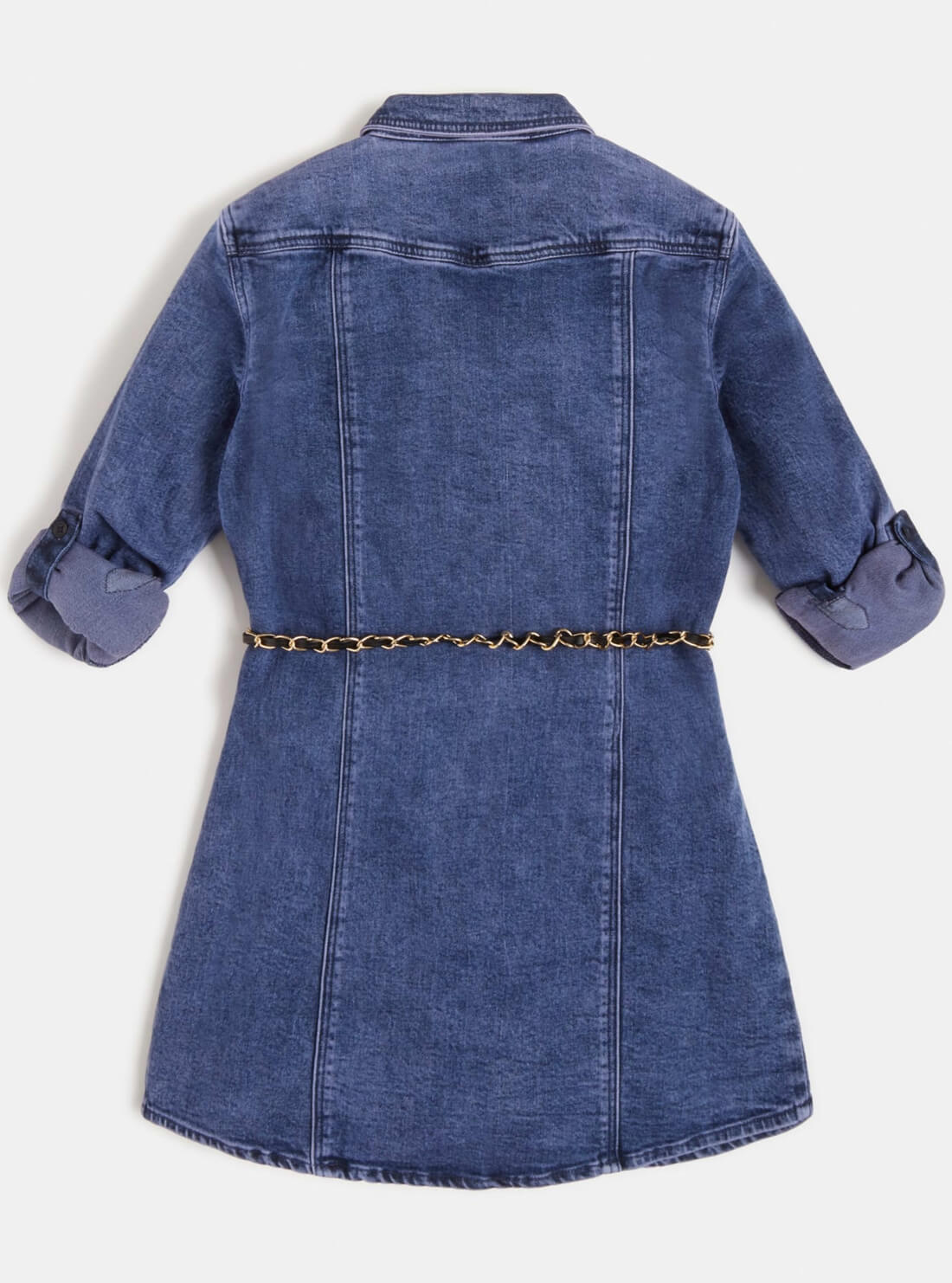 GUESS Kids Girls Purple Overdye Denim Dress (7-16) J1BK03D4IB0 Back View