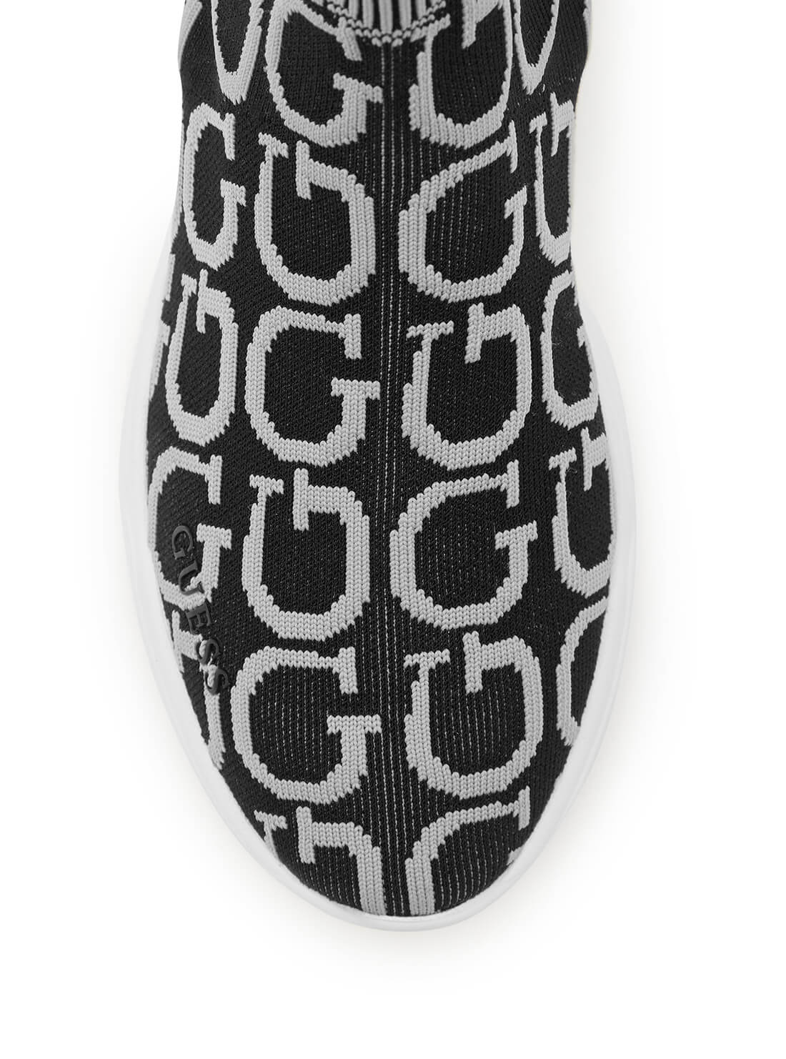 GUESS Womens  Black White Pause G-Logo Sock Sneakers PAUSE-A Top View