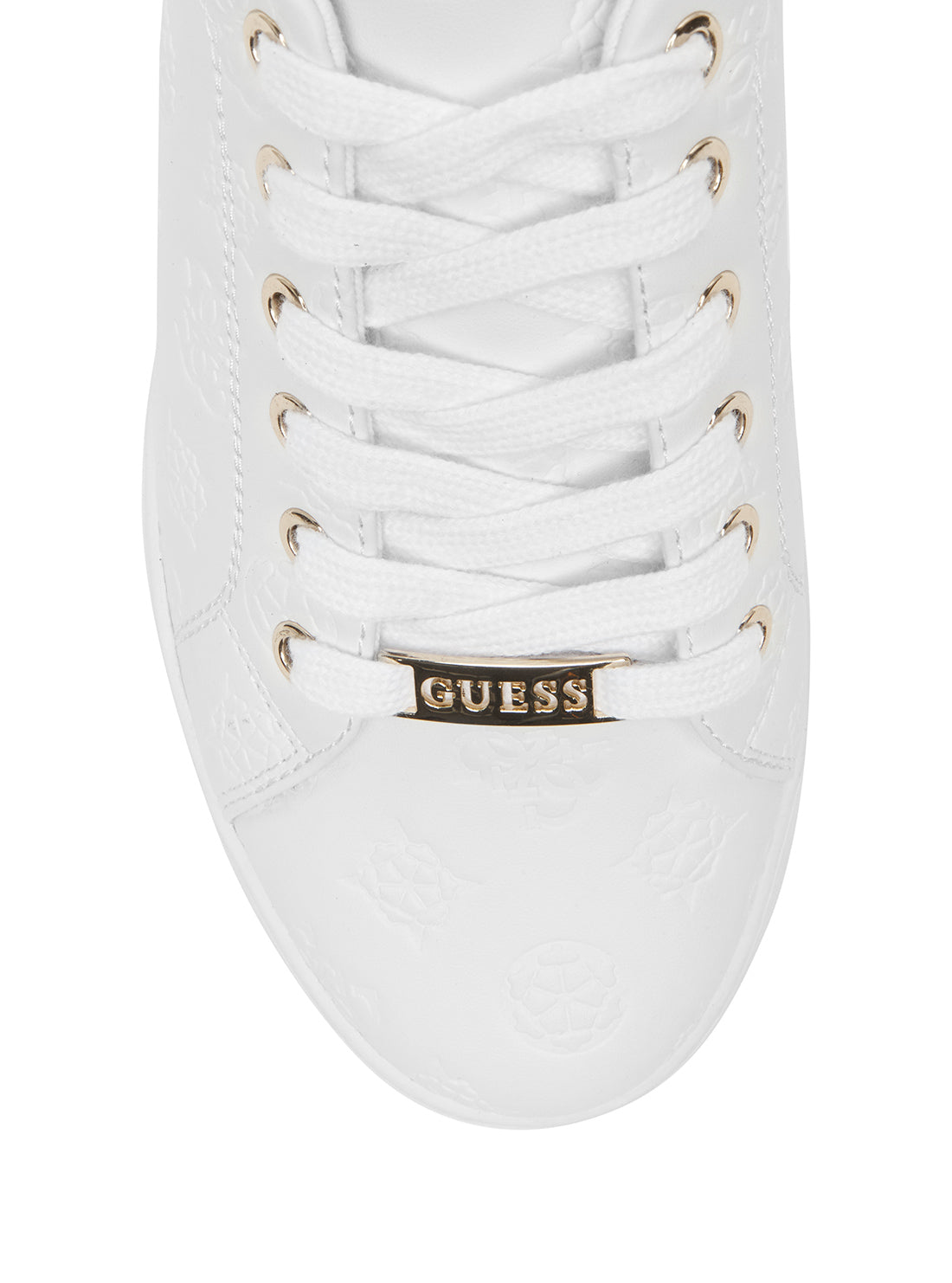 GUESS Womens  White Peony Logo Rollin Sneakers ROLLIN-A Top View