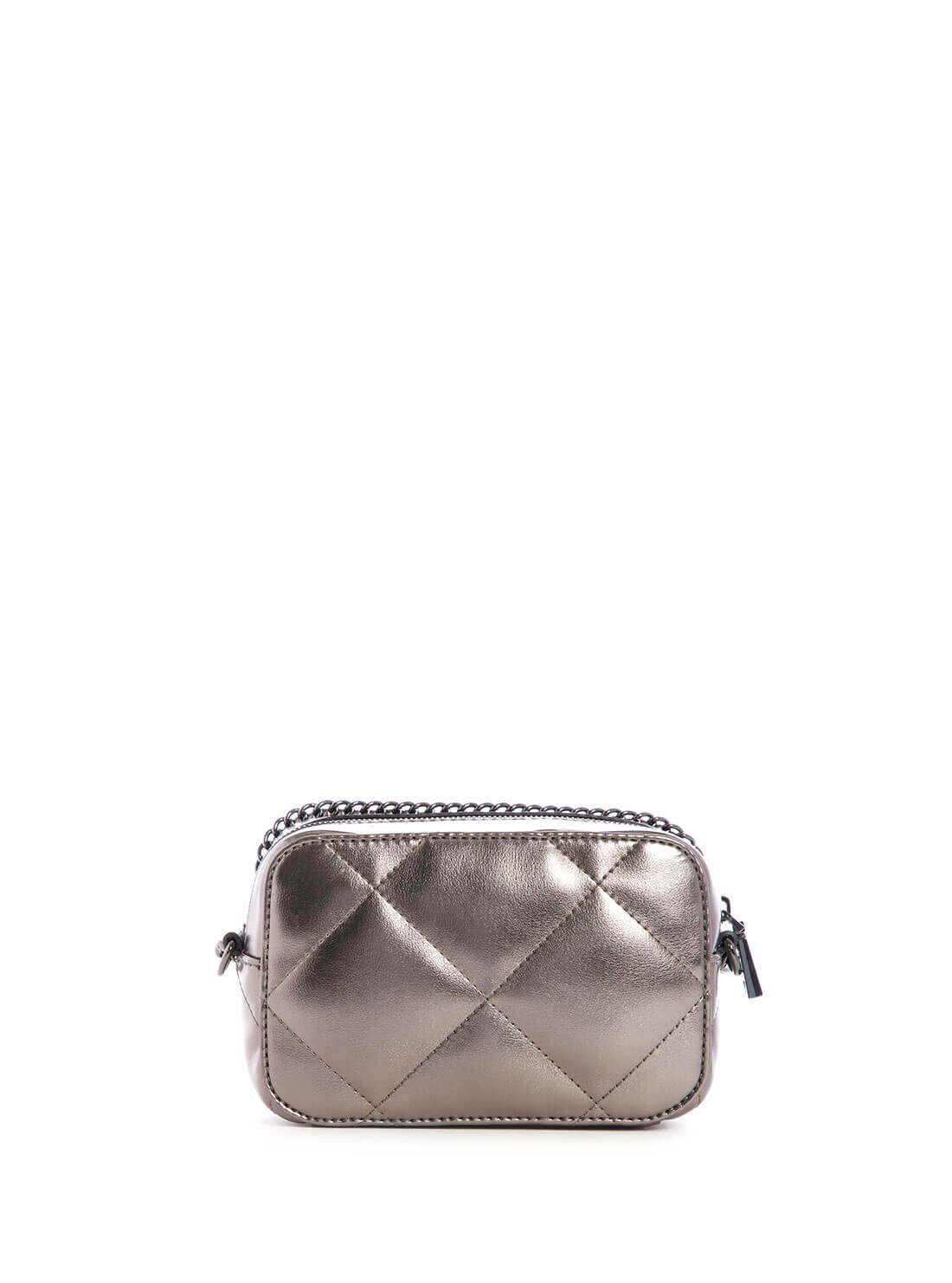 GUESS Womens  Metalic Pewter Quilted Khatia Crossbody Camera Bag MM838114 Back View
