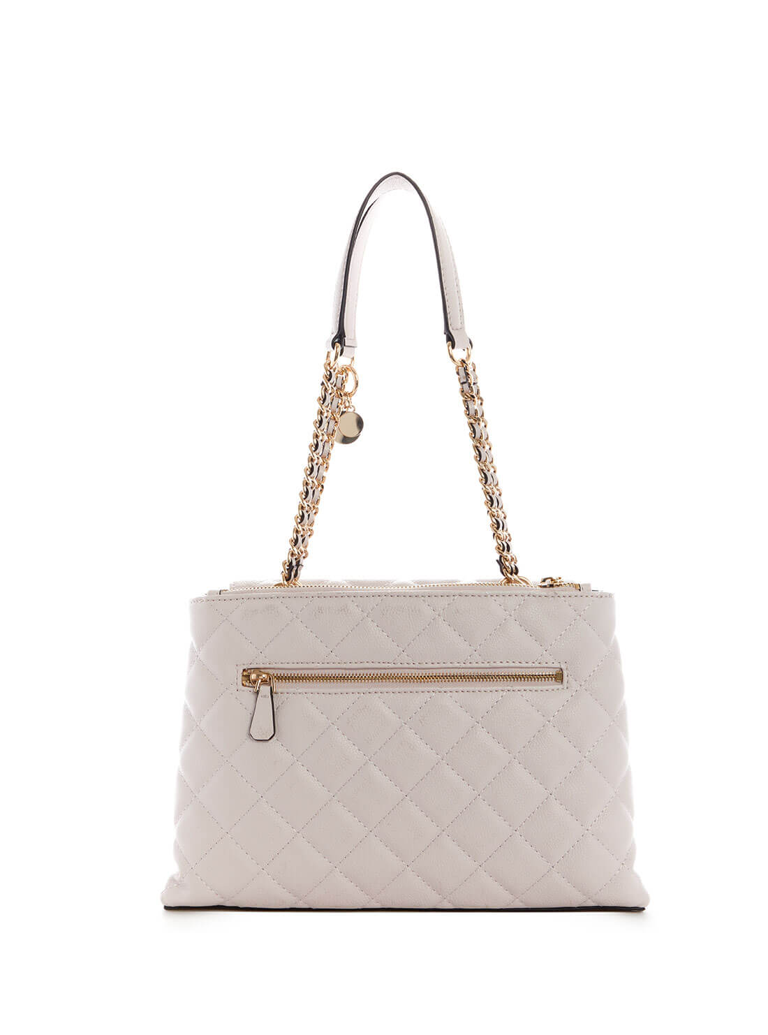 GUESS Womens Cream Quilted Gillian High Society Satchel QG839406 Back View