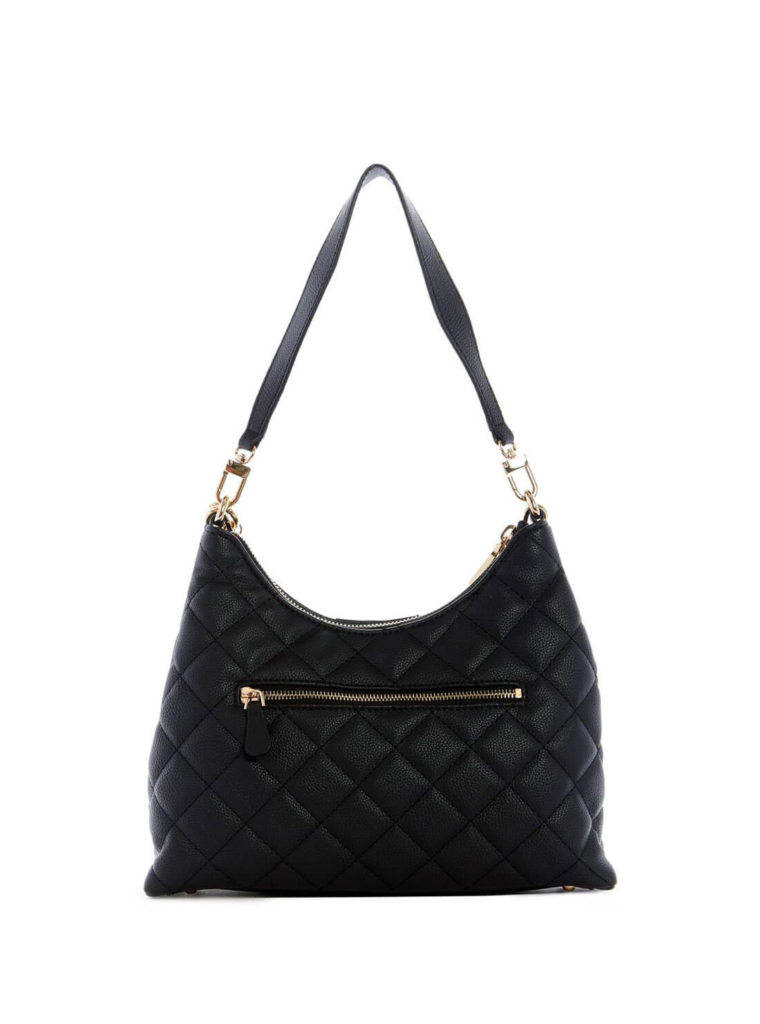 GUESS Womens Black Quilted Gillian Hobo Satchel QG839402 Back View