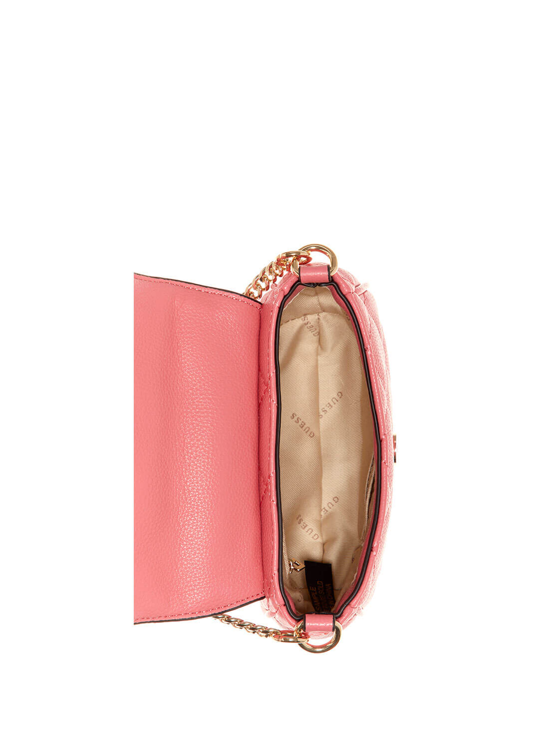GUESS Womens Pink Quilted Gillian Mini Crossbody Bag QG839478 Inside View