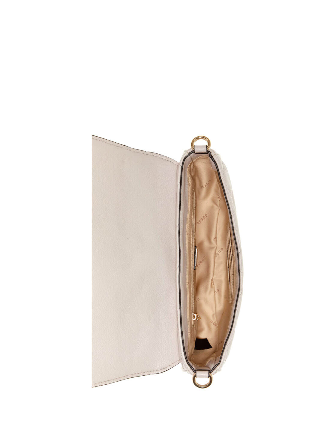 GUESS Womens Cream Quilted Gillian Crossbody Bag QG839421 Inside View