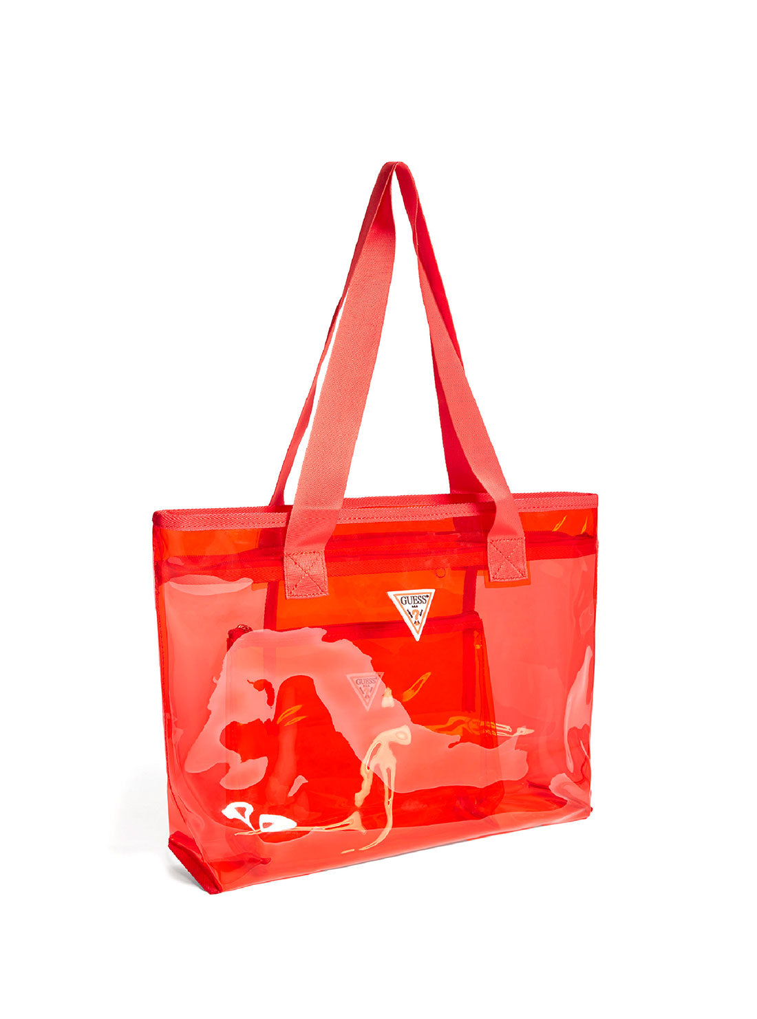 GUESS Unisex 2-In-1 Red PVC Tote Bag GWPREDPVCTOTE Angle View