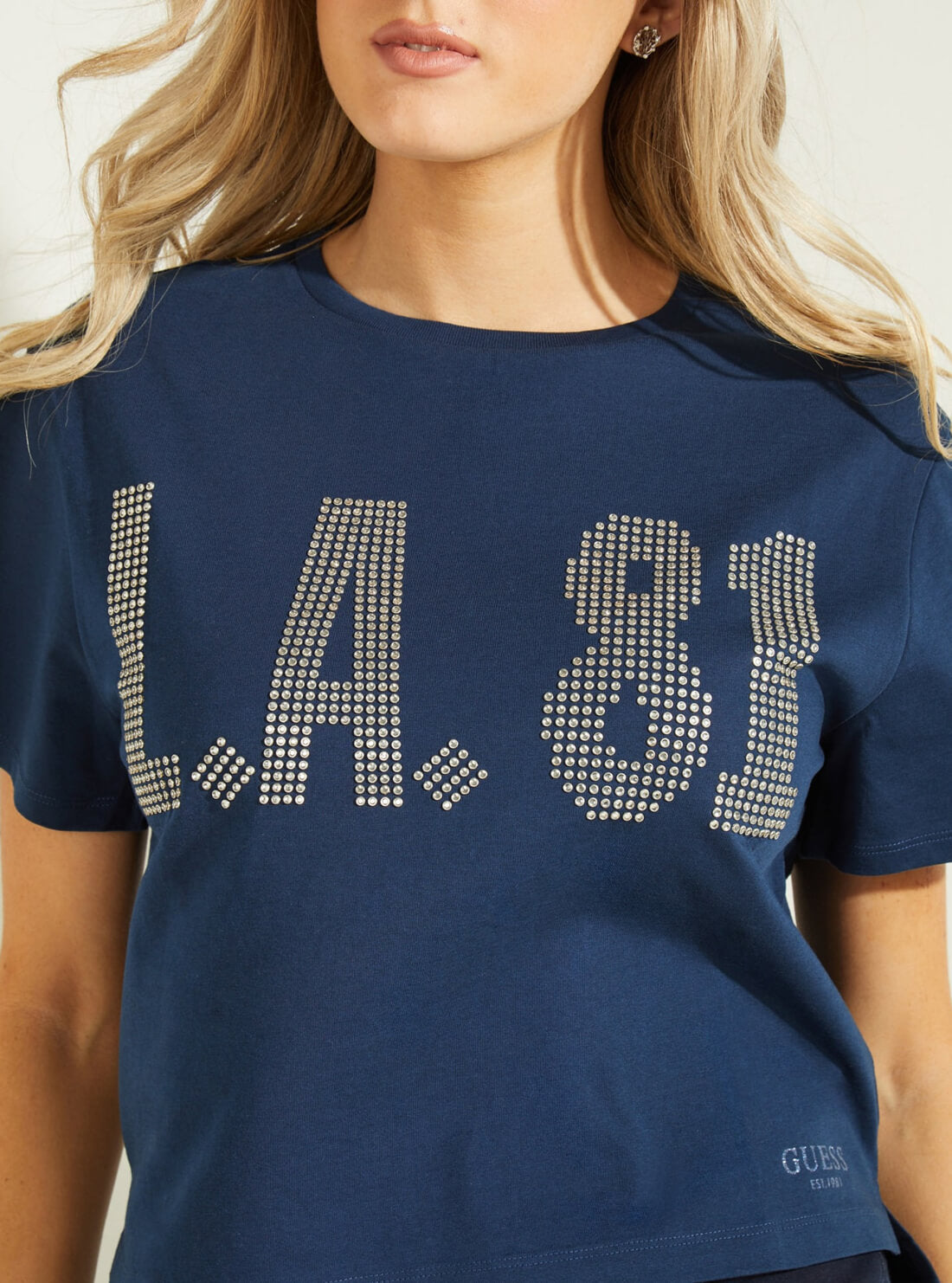 GUESS Womens Blue Secret Arrieta T-Shirt W1BI18I3Z11 Detail View