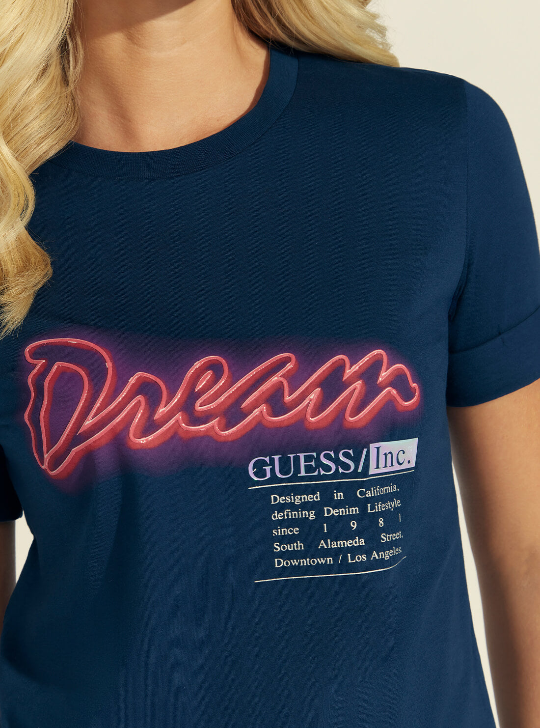 GUESS Womens Blue Secret Hope T-Shirt W1BI20JA911 Detail View