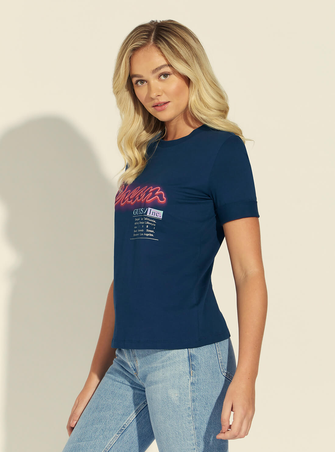 GUESS Womens Blue Secret Hope T-Shirt W1BI20JA911 Side View