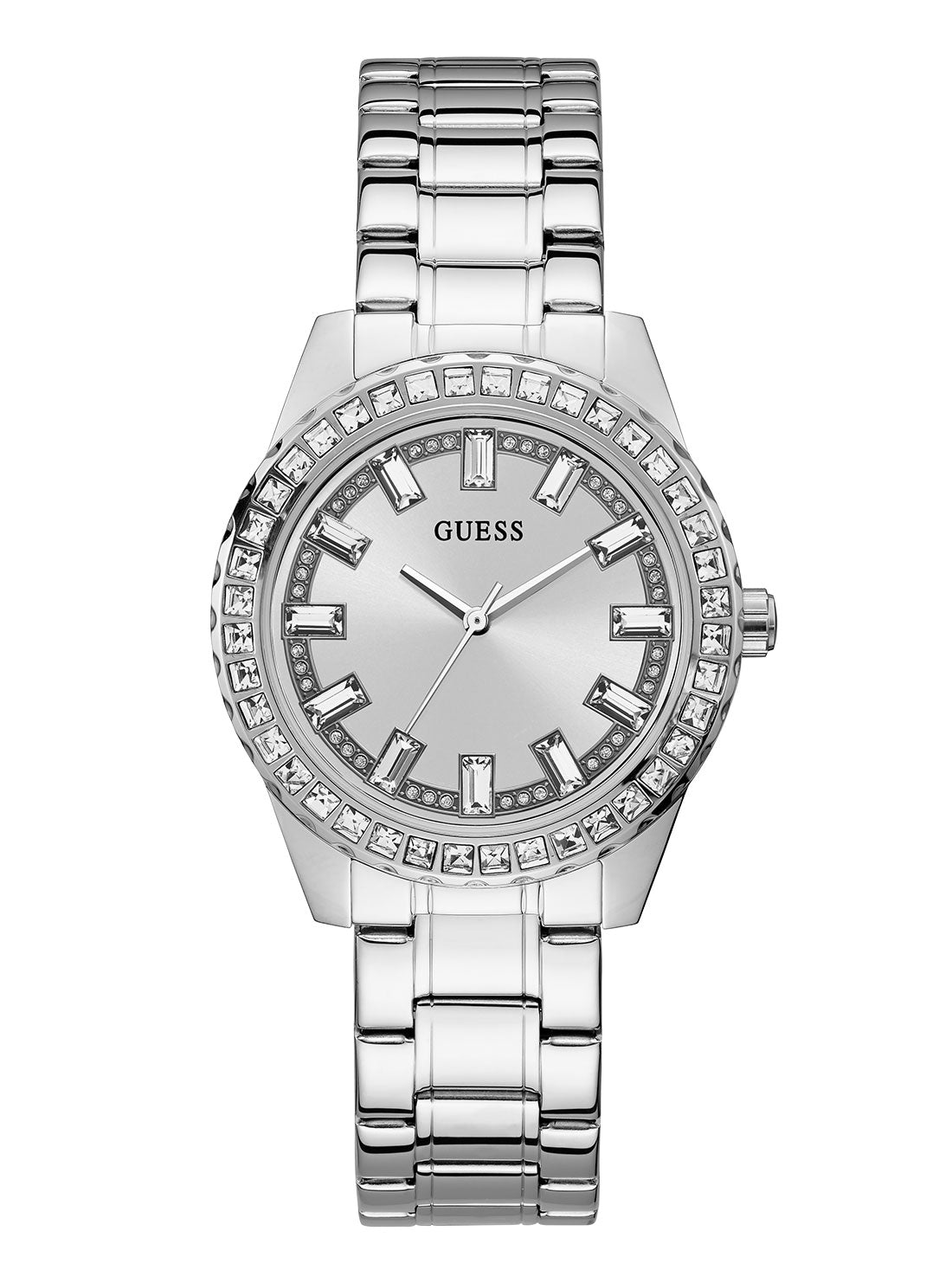 GUESS Women's Silver Sparkler Crystal Watch GW0111L1 Front View