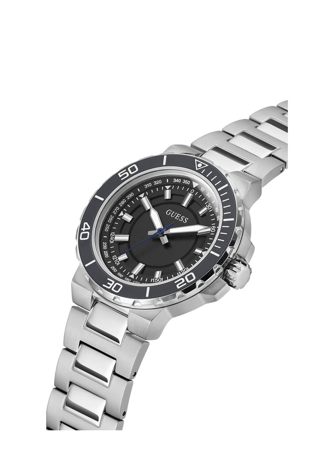 GUESS Mens Silver Track Watch GW0426G1 Side Angle View