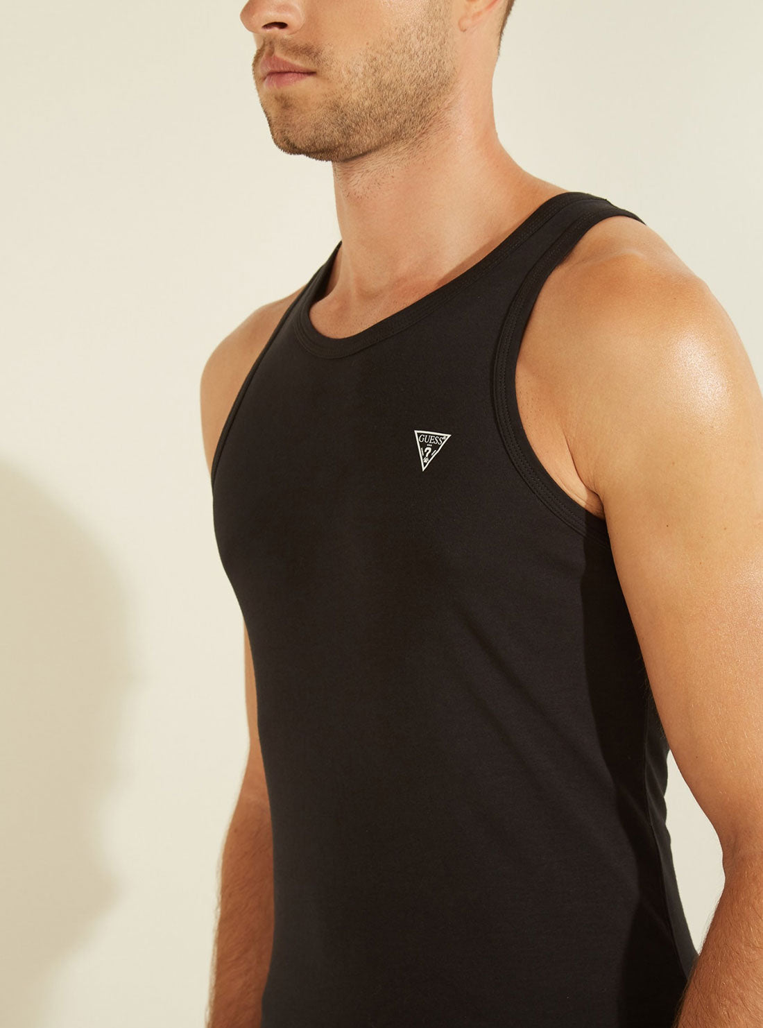 GUESS Mens Black Sleeveless Tank Top U97M02JR003 Detail View