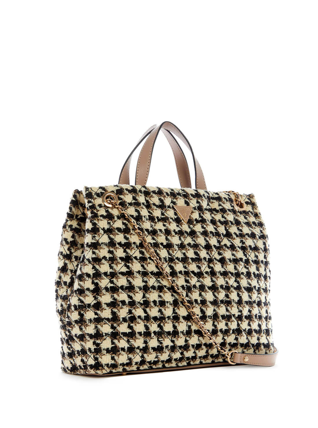 GUESS Womens Stone Nude Tweed Cessily Girlfriend Shopper Satchel TS767924 Side View
