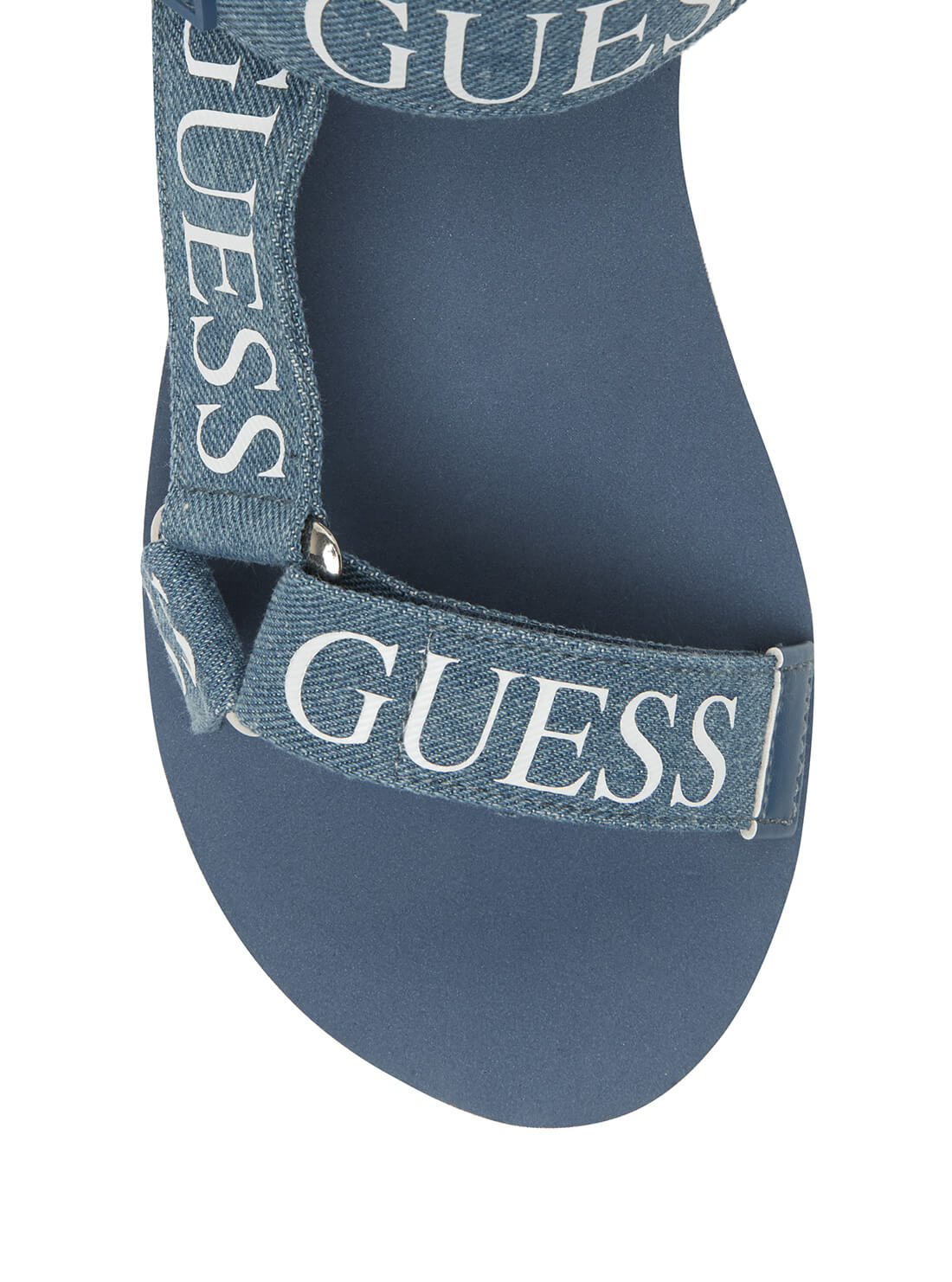GUESS Women's Blue Strappy Logo Platform Avin Sandals AVIN3-A Top View