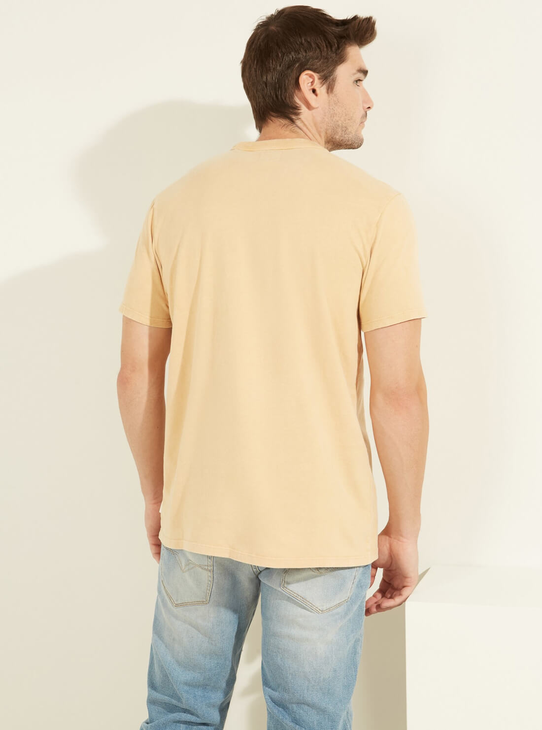 GUESS Mens Desert Orange Sueded Jersey T-Shirt M0FP53RA260 Back View