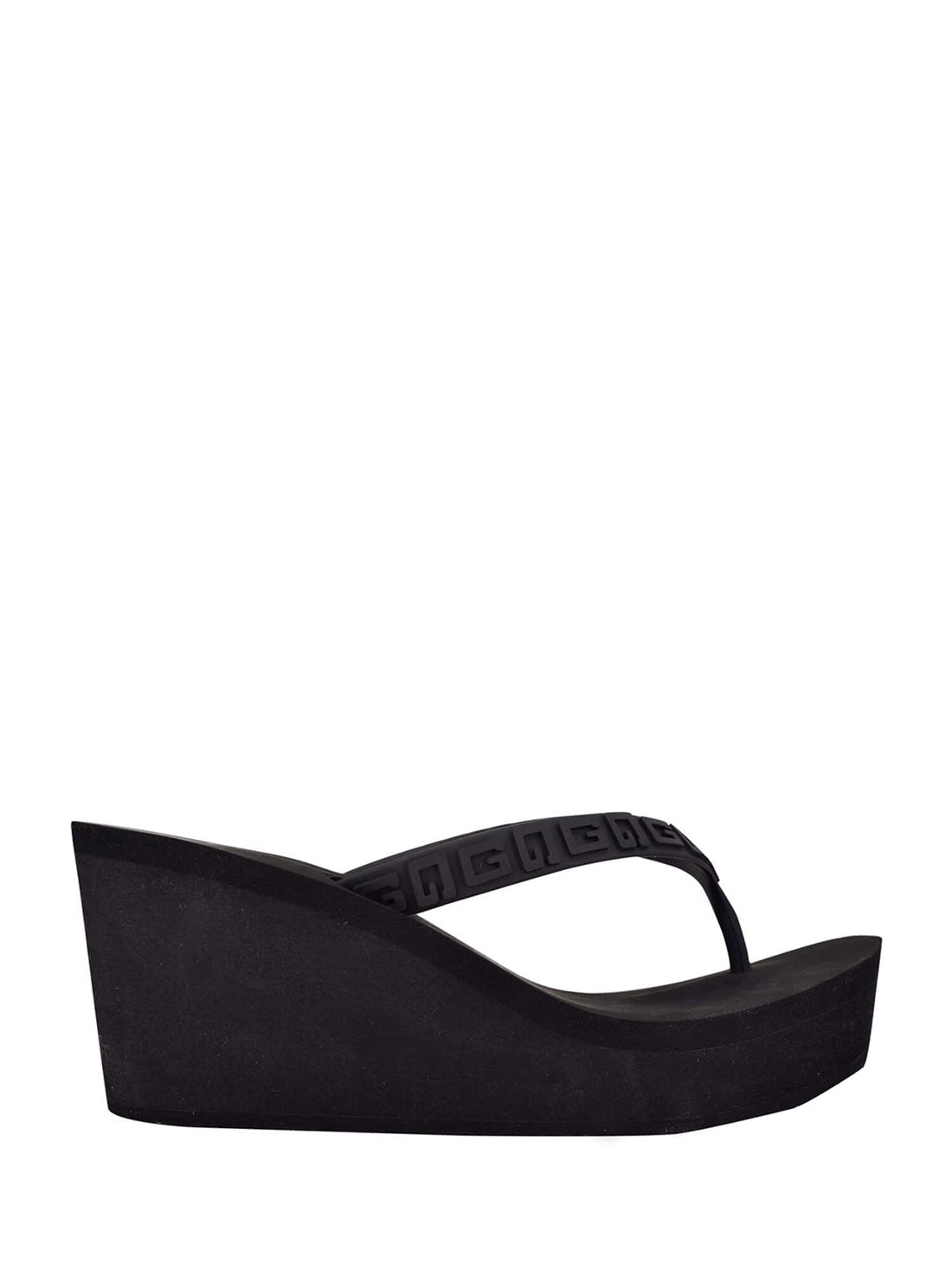 GUESS Womens Black Surri Debossed Logo Platform Heels SURRI Side View