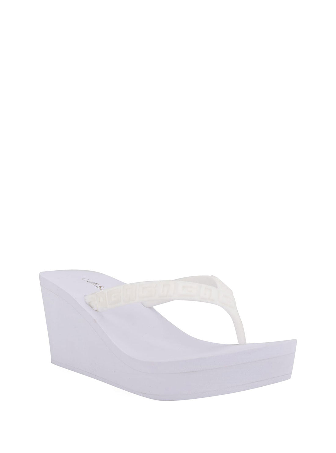 GUESS Womens White Surri Debossed Logo Platform Heels SURRI Angle View