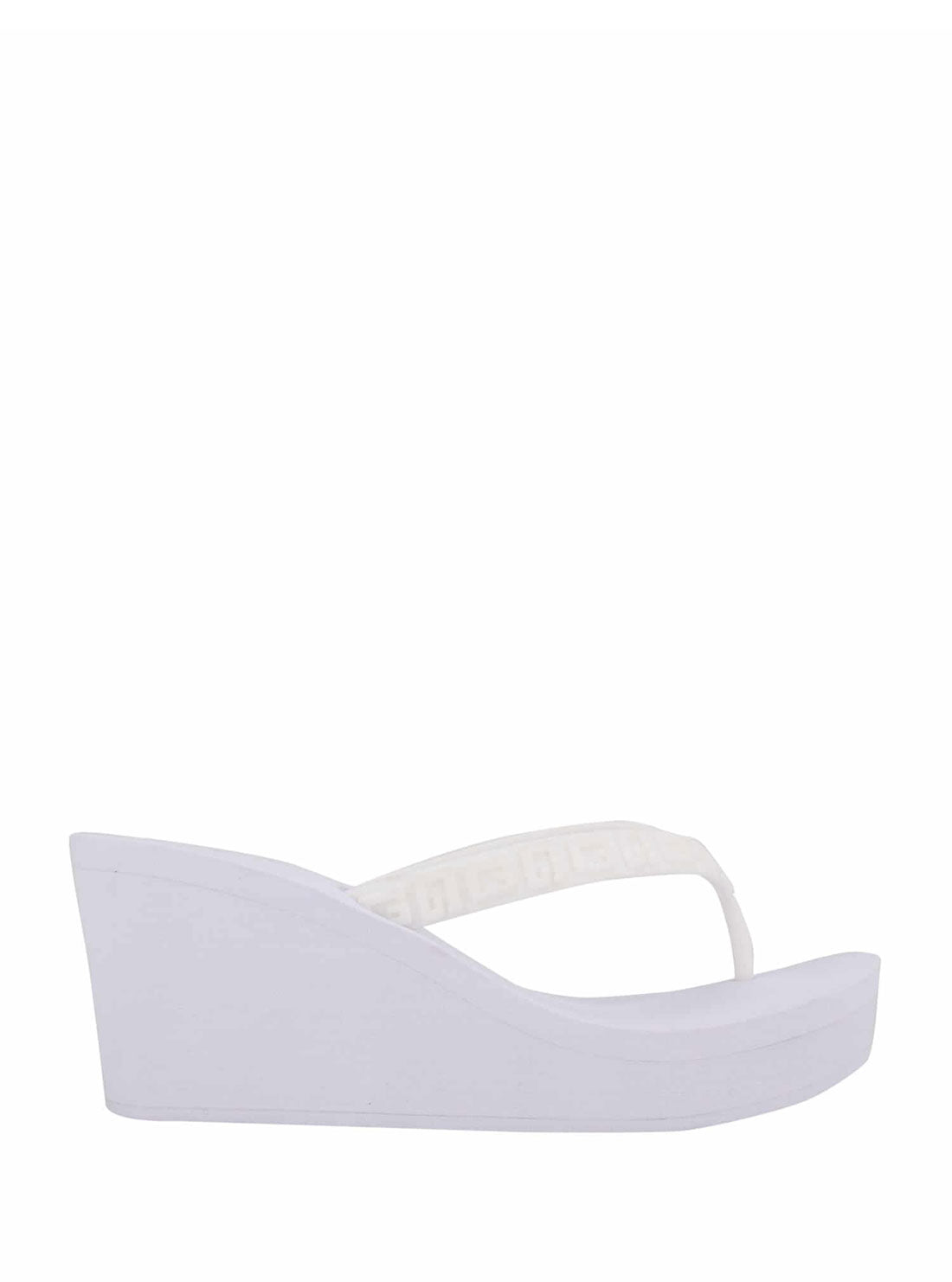GUESS Womens White Surri Debossed Logo Platform Heels SURRI Side View