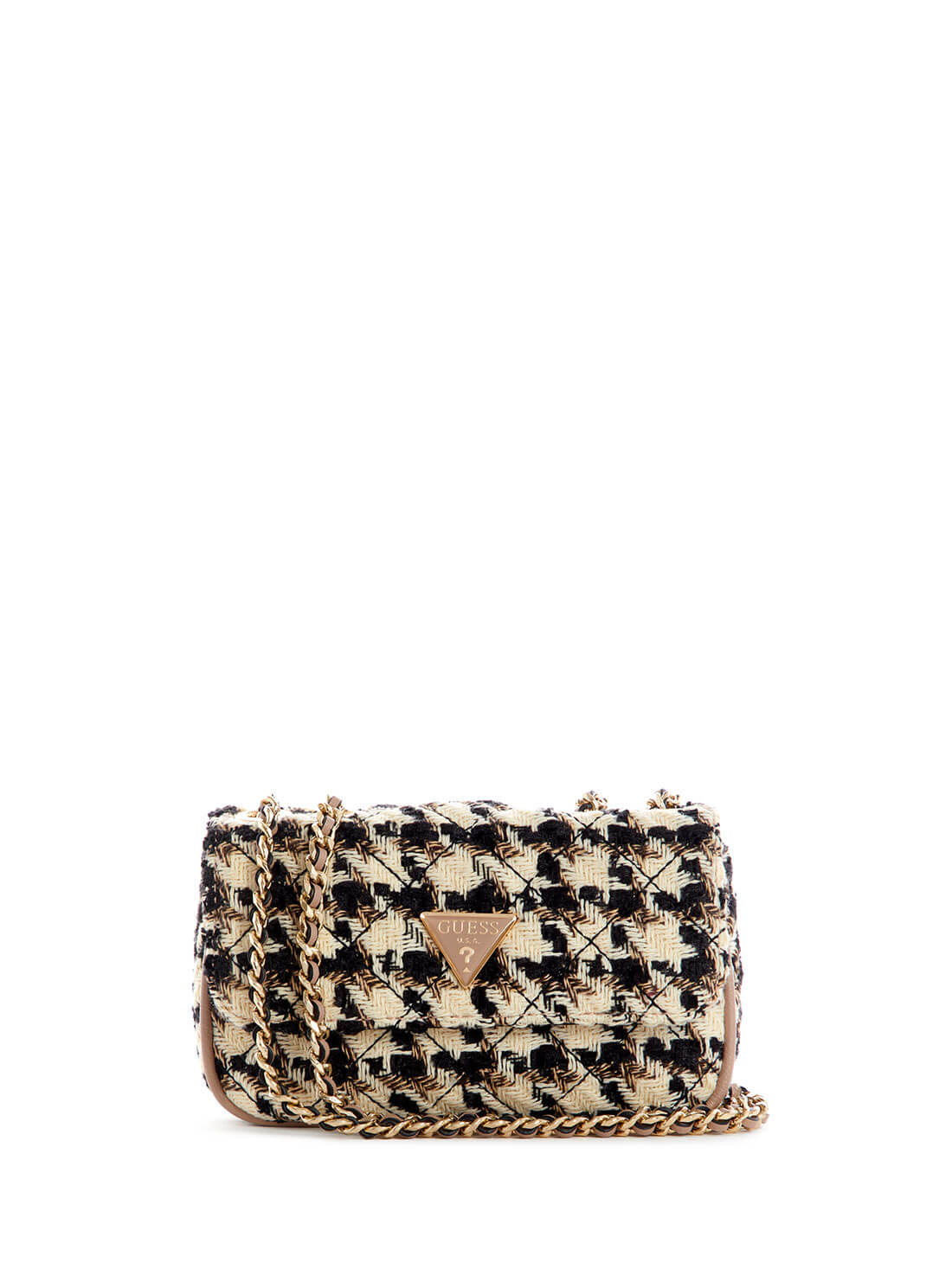 GUESS Womens Stone Nude Tweed Cessily Micro Mini Crossbody TS767978 Front View