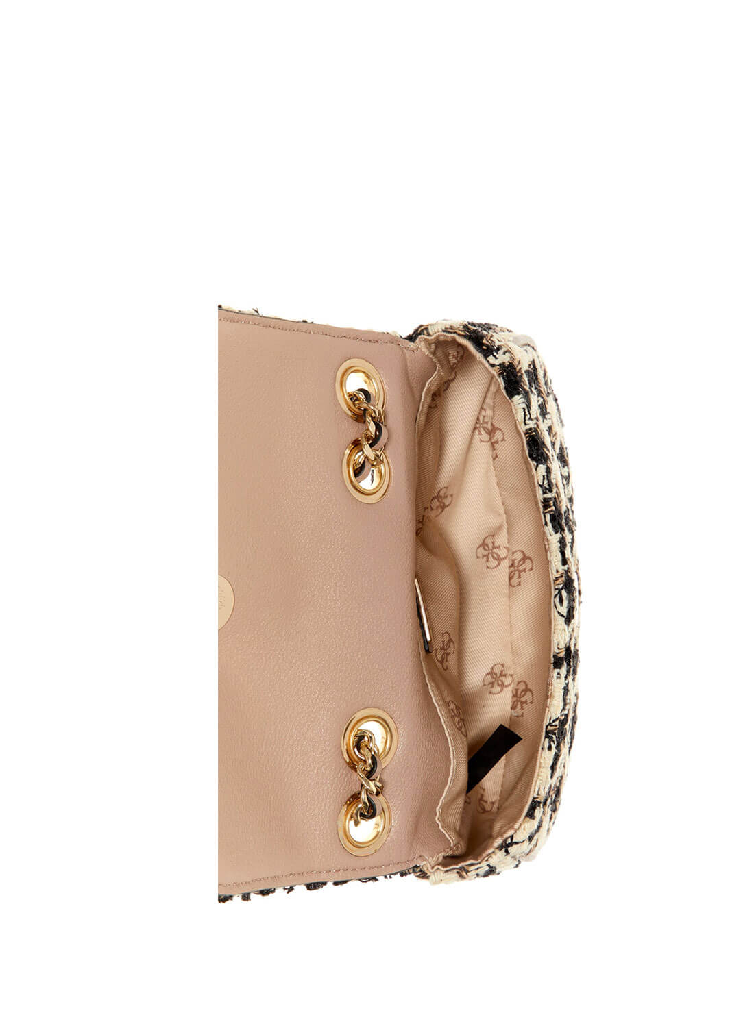 GUESS Womens Stone Nude Tweed Cessily Micro Mini Crossbody TS767978 Inside View