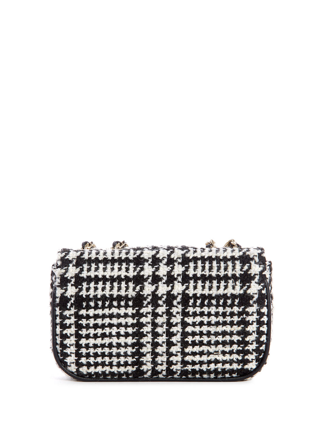 GUESS Womens Black & White Tweed Cessily Micro Mini Crossbody TB767978 Back View