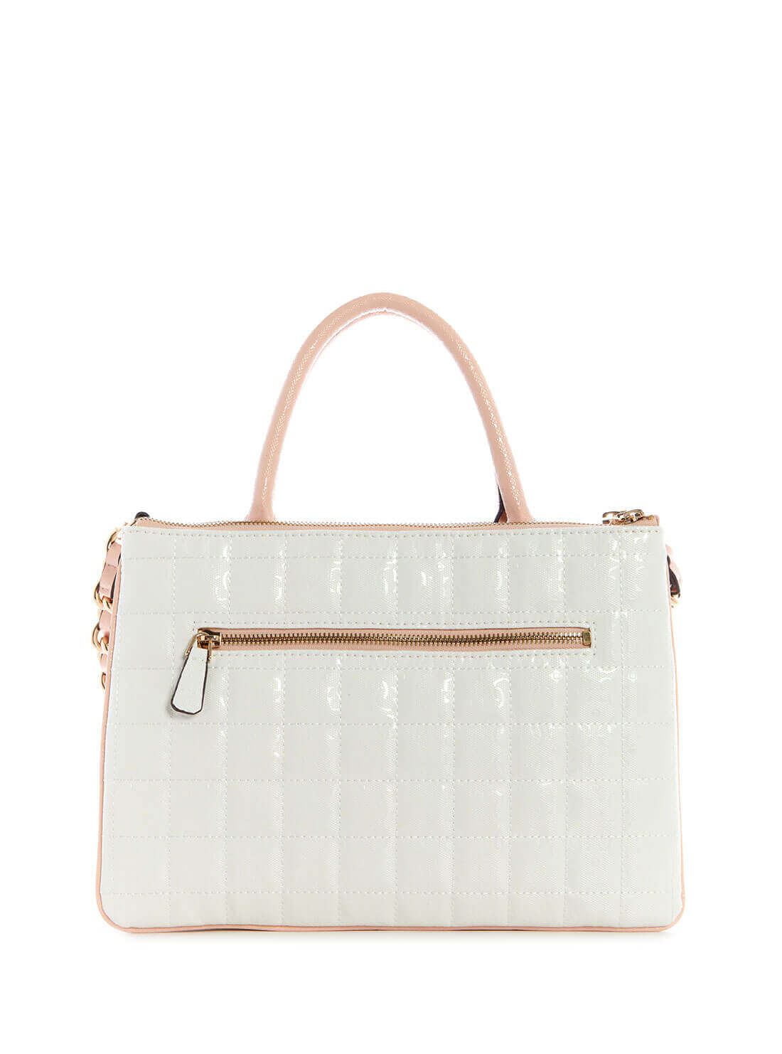 GUESS Womens White Multi Quilted Kobo Status Satchel GG841106 Back View