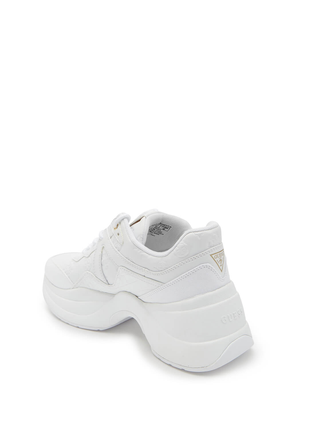 GUESS Womens  White Sporty Joehle Sneakers JOEHLE-A Back View