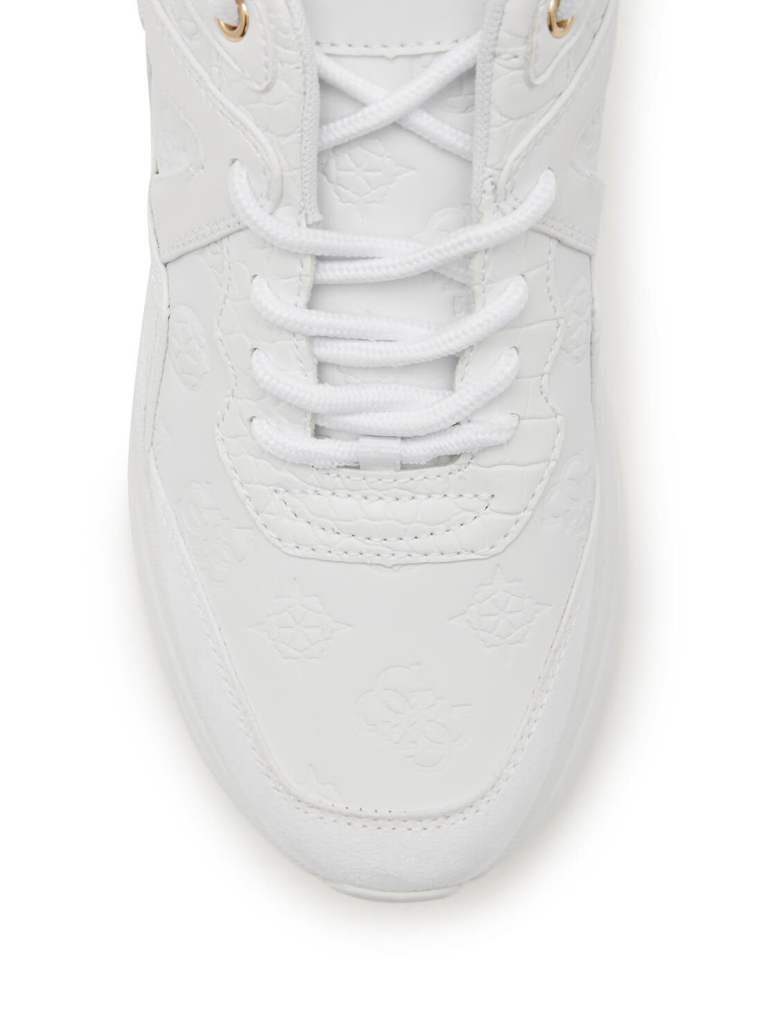 GUESS Womens  White Sporty Joehle Sneakers JOEHLE-A Top View