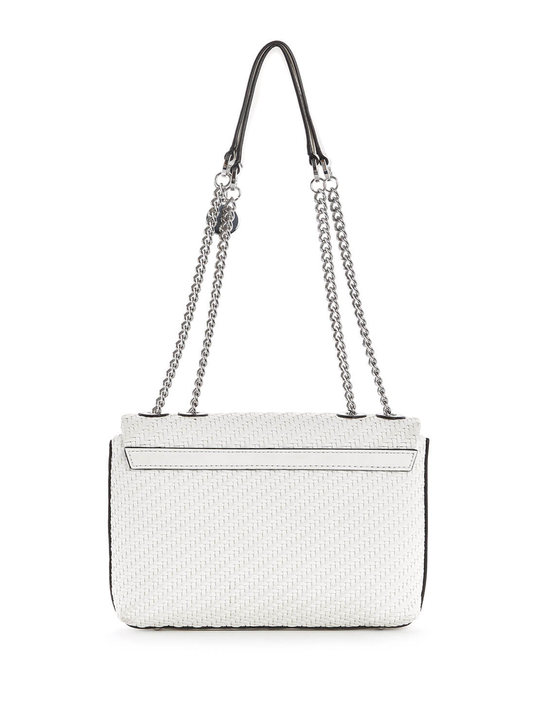 GUESS Womens White Woven Hassie Convertible Crossbody Bag VY839721 Back View