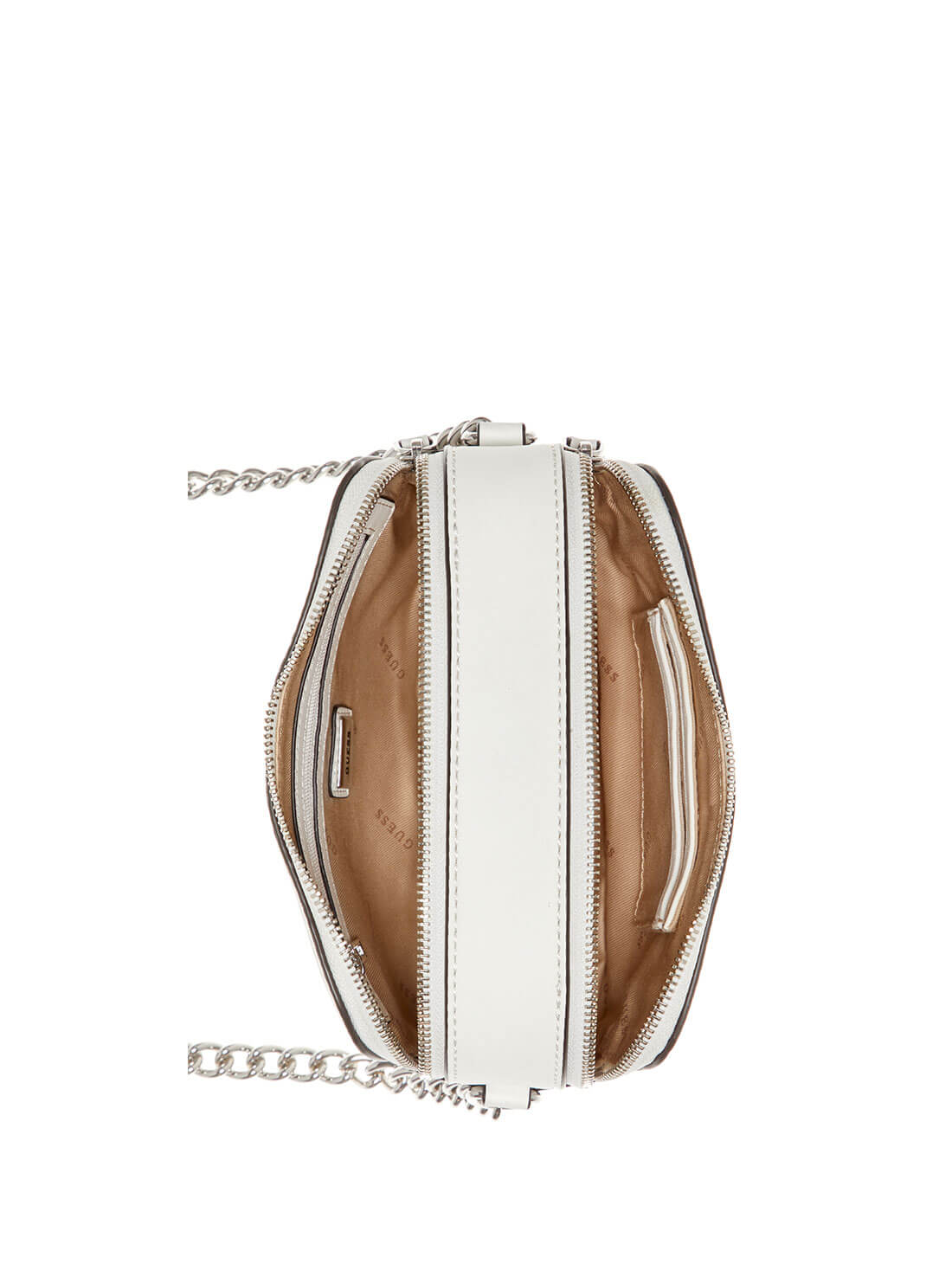 GUESS Womens White Woven Hassie Crossbody Camera Bag VY839714 Inside View