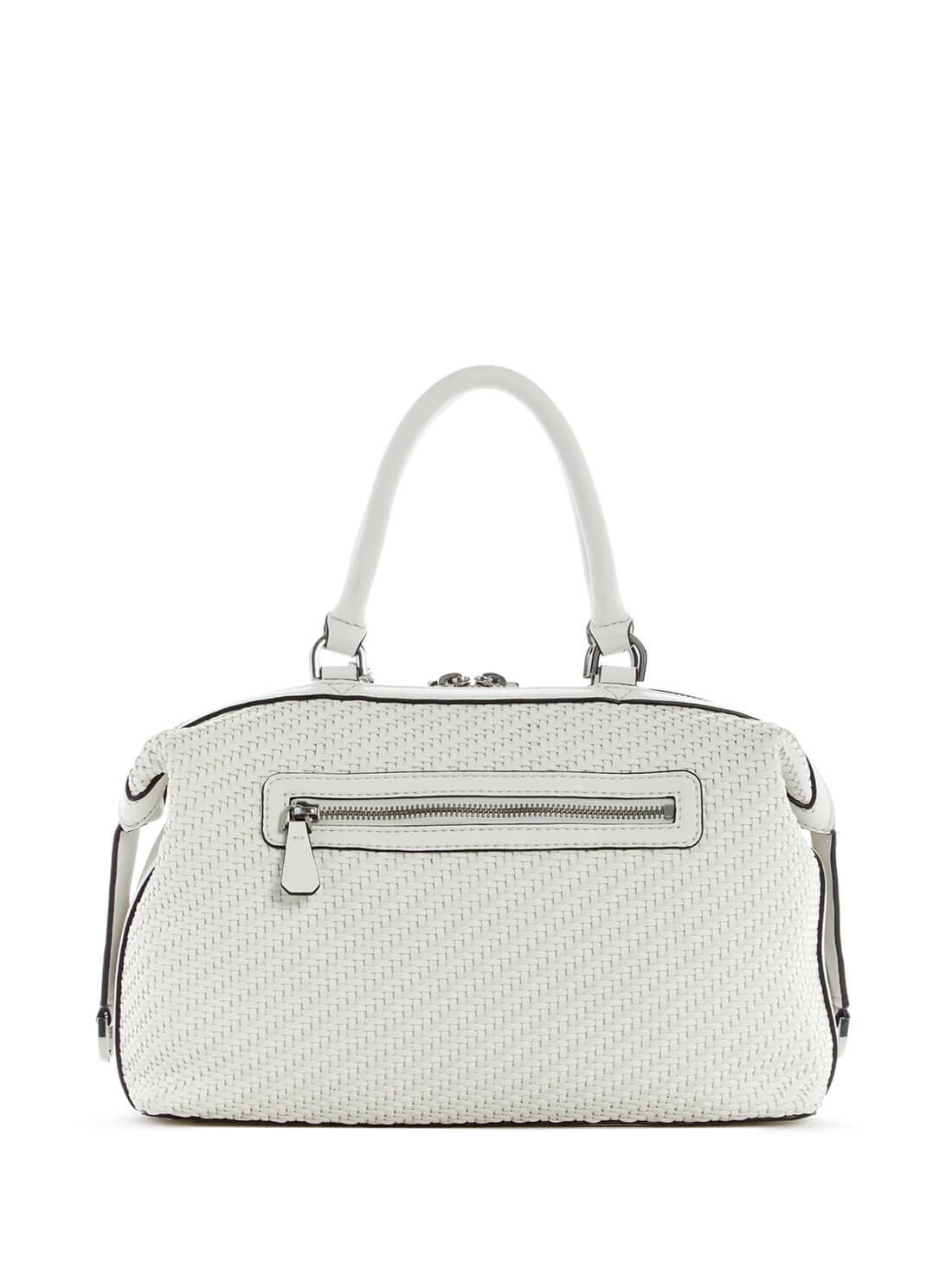 GUESS Womens White Woven Hassie Soho Satchel VY839706 Back View