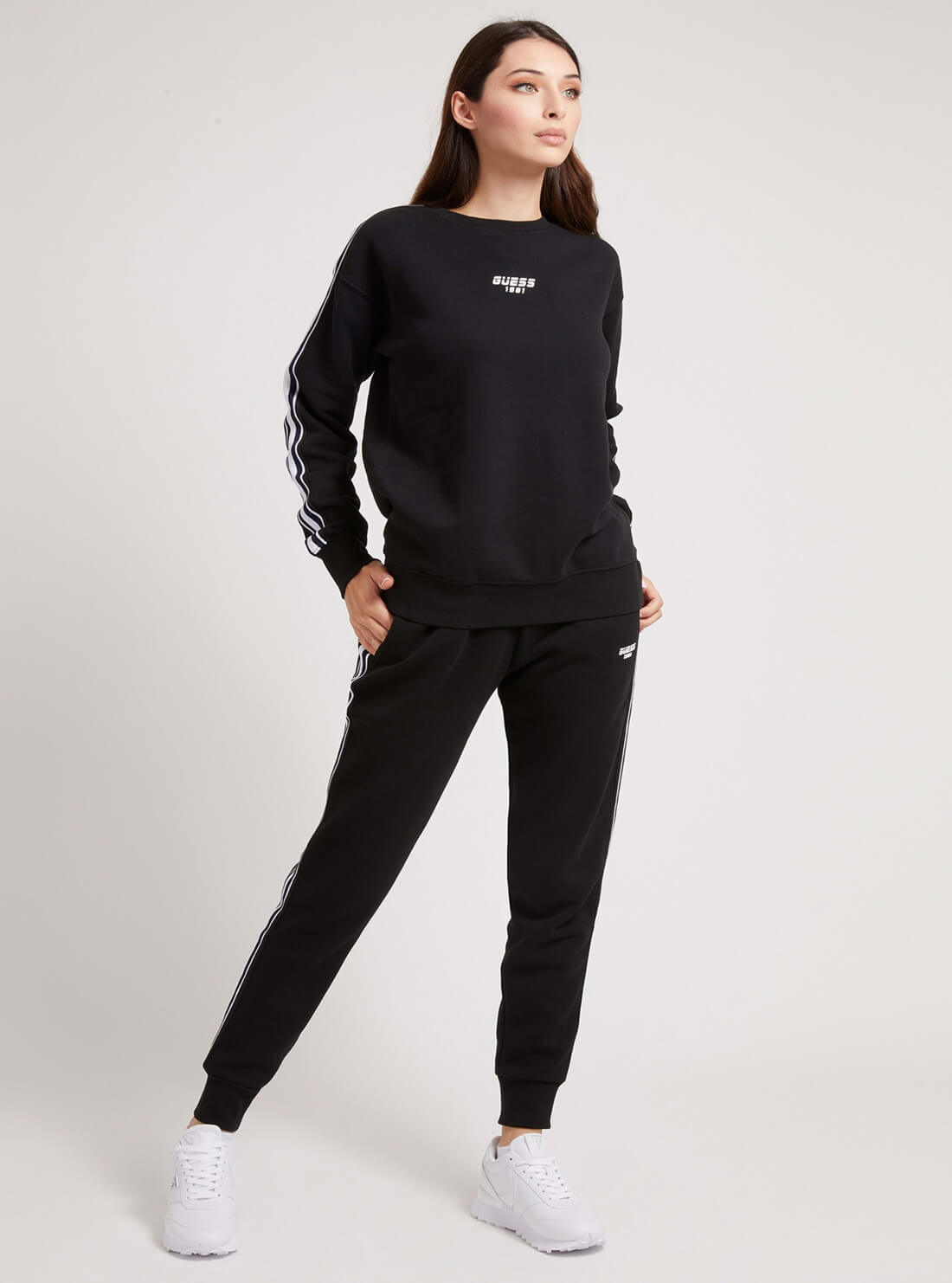 GUESS Womens  Eco Black Abigal Active Zip Jumper O1RA28K9Z21 Full View