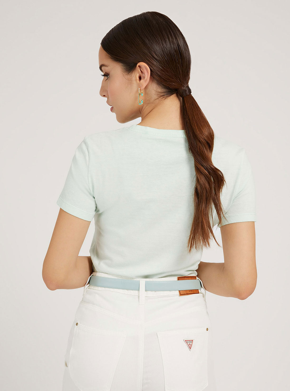 GUESS Womens Mint Green Tizzy Logo T-Shirt W2GI09I3Z00 Back View