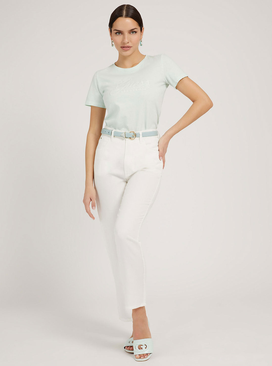 GUESS Womens Mint Green Tizzy Logo T-Shirt W2GI09I3Z00 Full  View