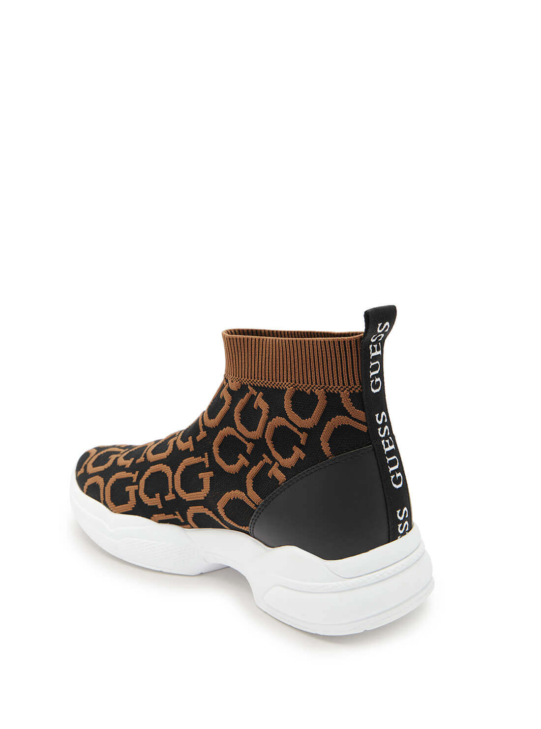 GUESS Womens  Black Multi Pause G-Logo Sock Sneakers PAUSE-A Back View