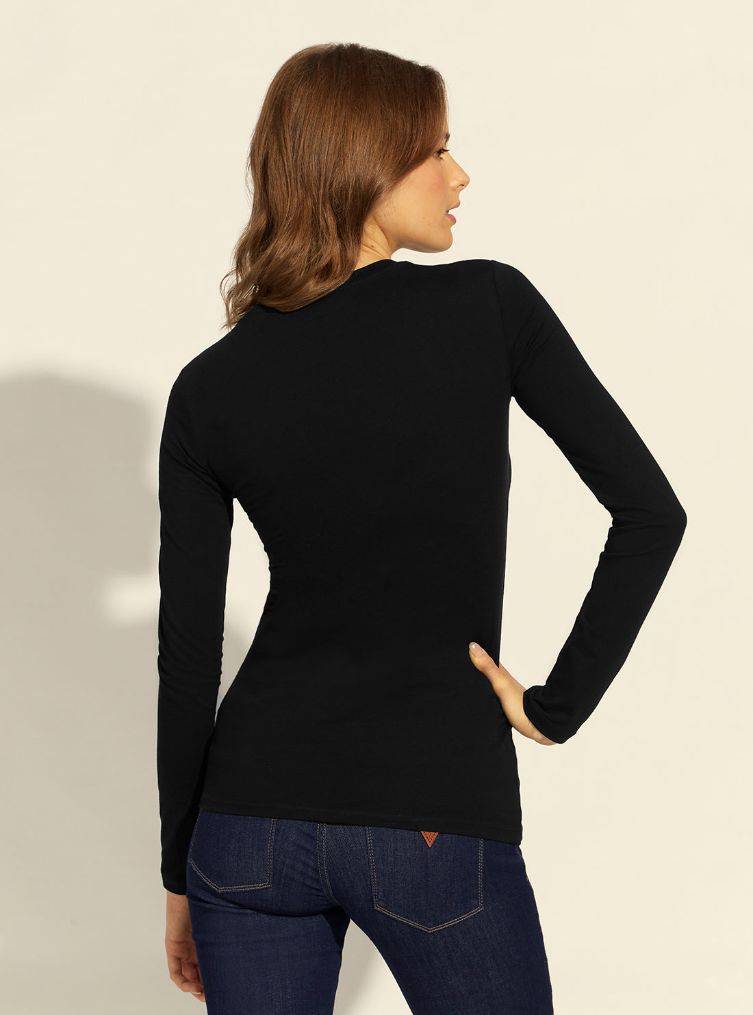 GUESS Womens Black Aurelie Logo T-Shirt  W2RI02J1311 Back View