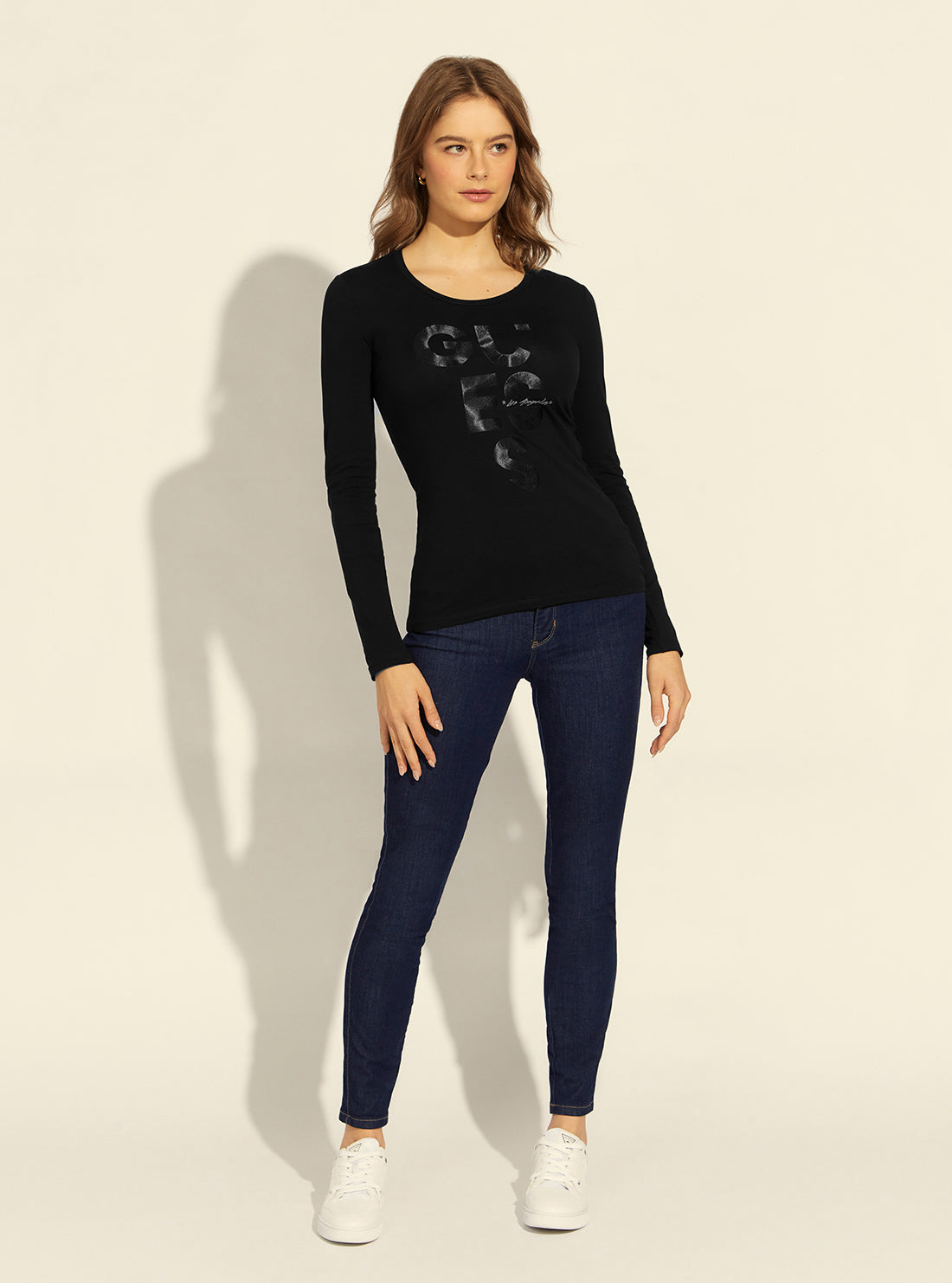 GUESS Womens Black Aurelie Logo T-Shirt  W2RI02J1311 Full View